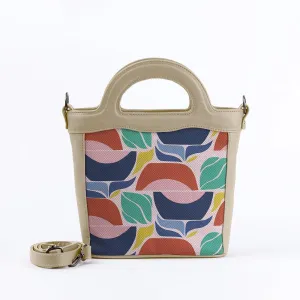 Beige Top Handle Handbag Blooming Pink