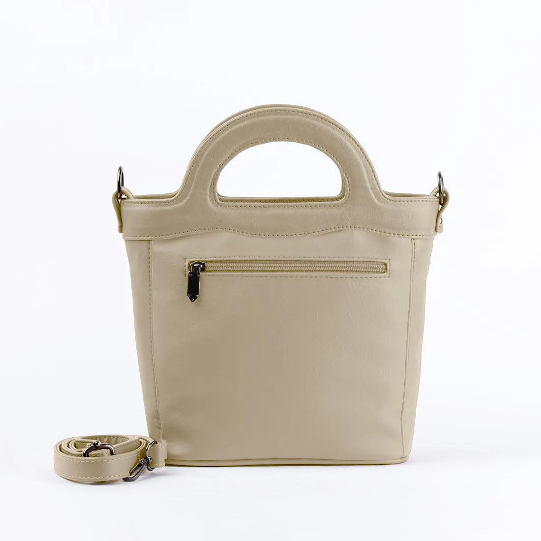 Beige Top Handle Handbag Blue Night