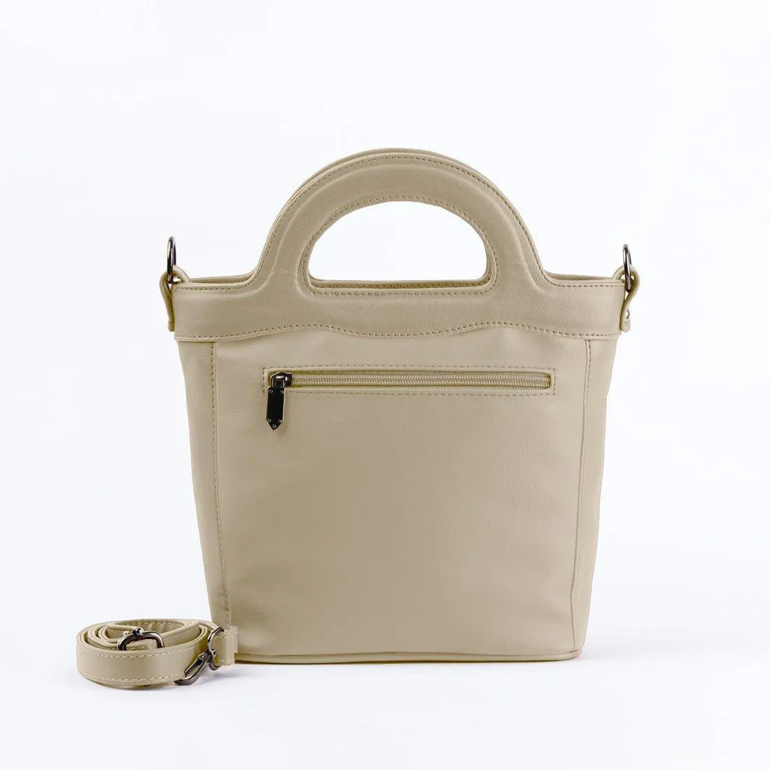 Beige Top Handle Handbag Floral in blue