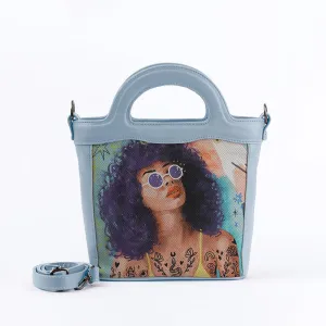 Blue Top Handle Handbag Flamingo Queen