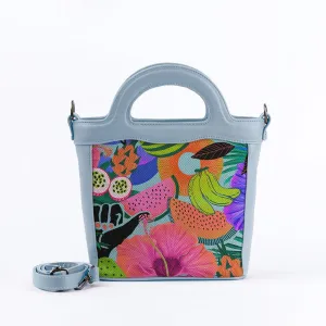 Blue Top Handle Handbag Summer Pattern