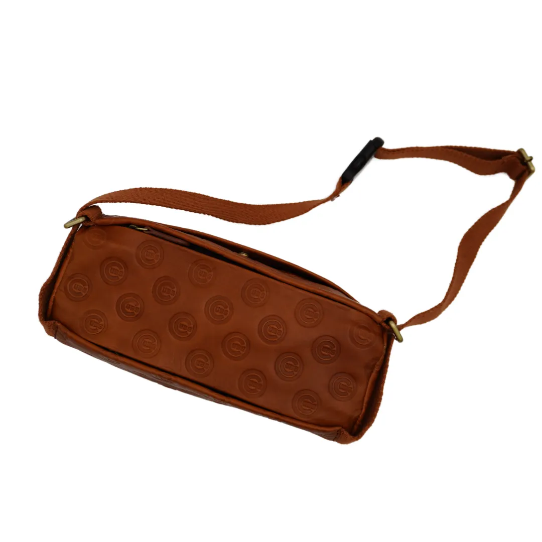Chicago Cubs Lusso C Logo Cognac Leather Crossbody Sling Bag