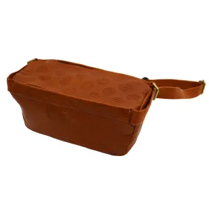 Chicago Cubs Lusso C Logo Cognac Leather Crossbody Sling Bag