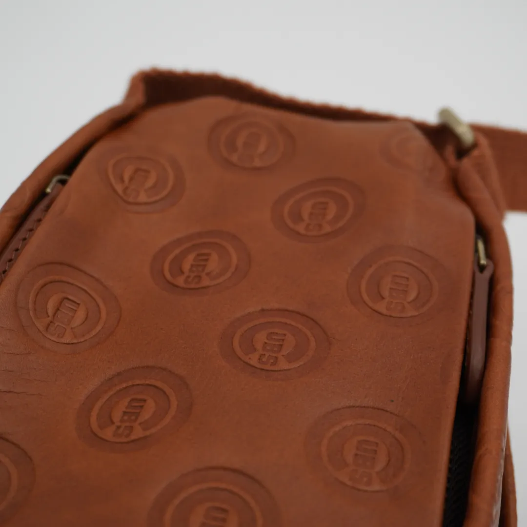 Chicago Cubs Lusso C Logo Cognac Leather Crossbody Sling Bag