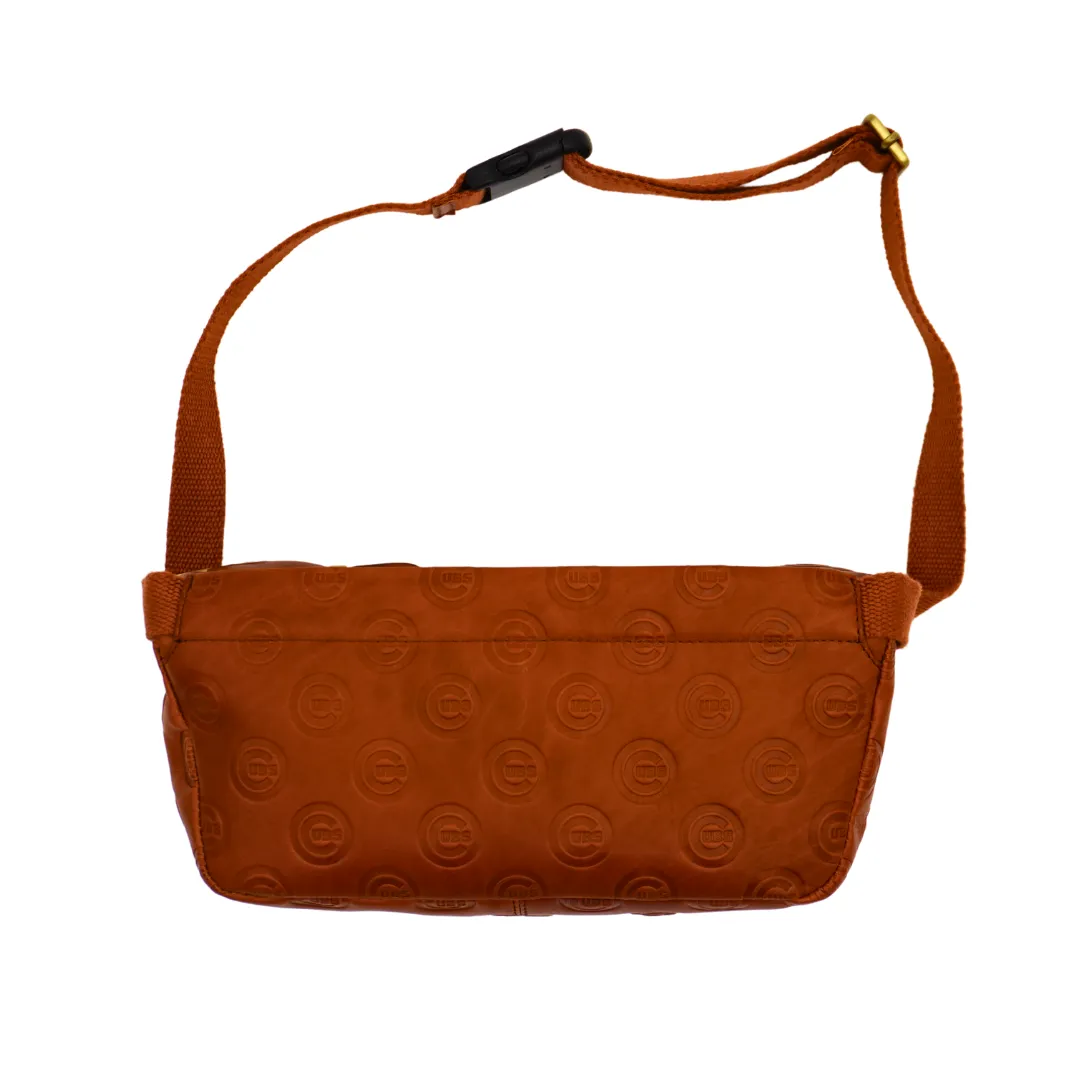 Chicago Cubs Lusso C Logo Cognac Leather Crossbody Sling Bag