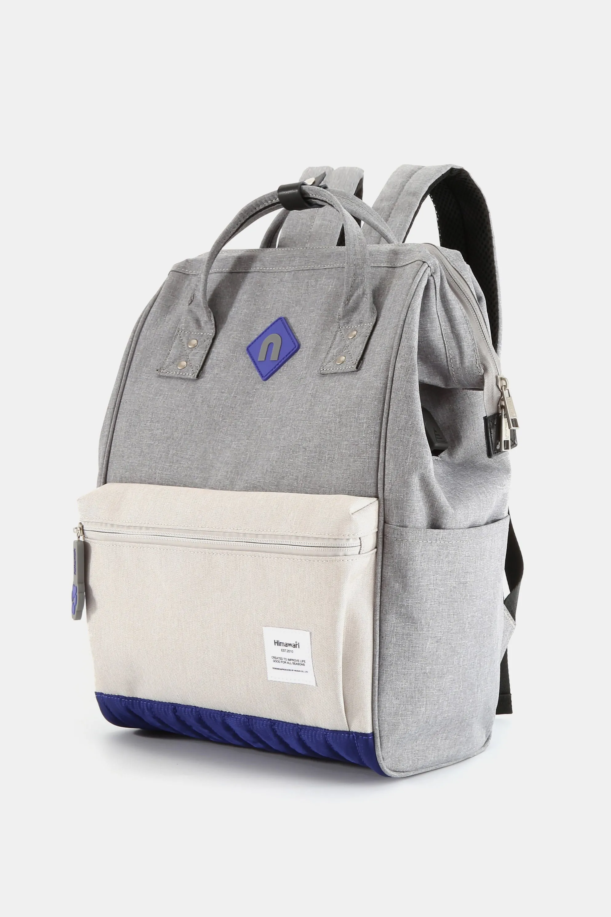 Himawari Contrast Waterproof Backpack Bag with External USB Port🟣🔴🔵⚪️🟢