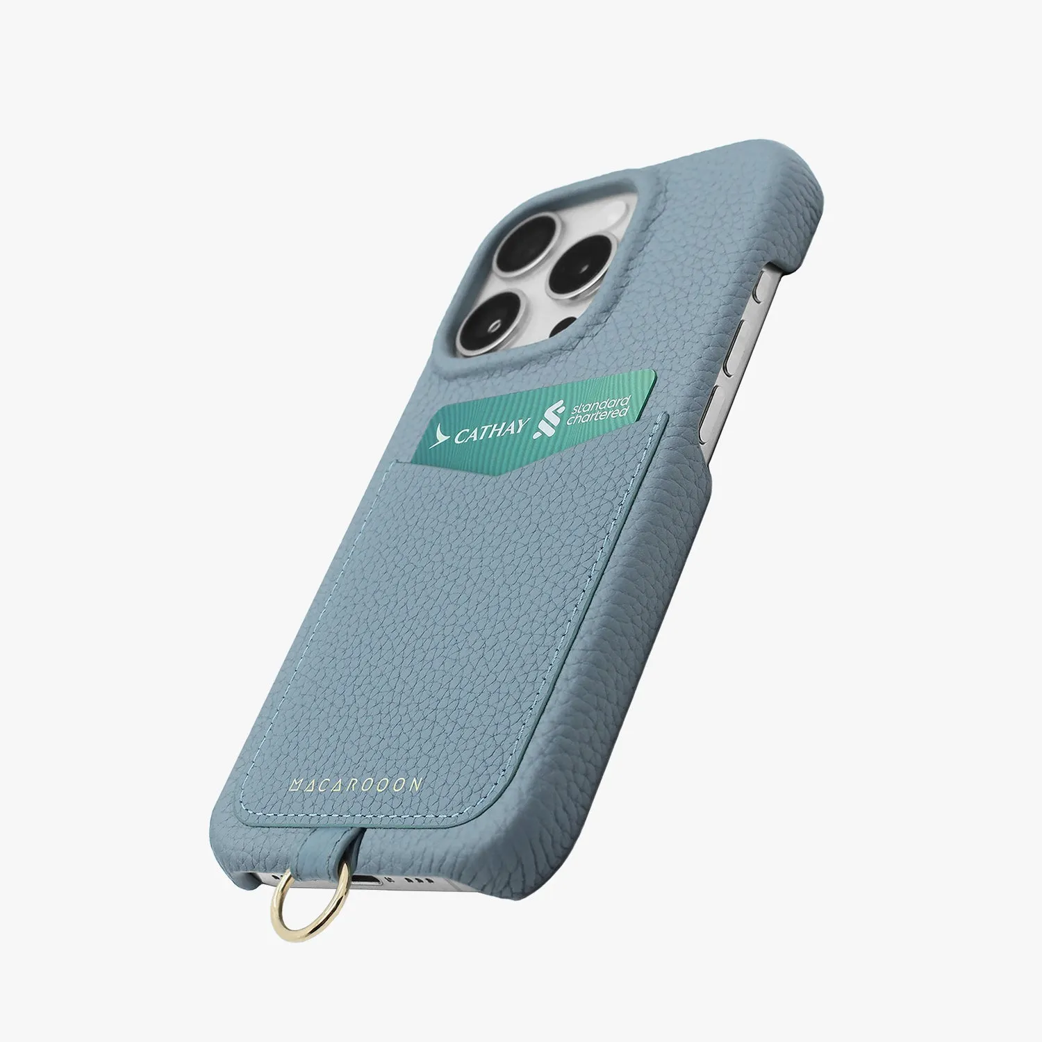 iPhone 14 Pro Max Leather Sling Card Case with Crossbody Leather Strap