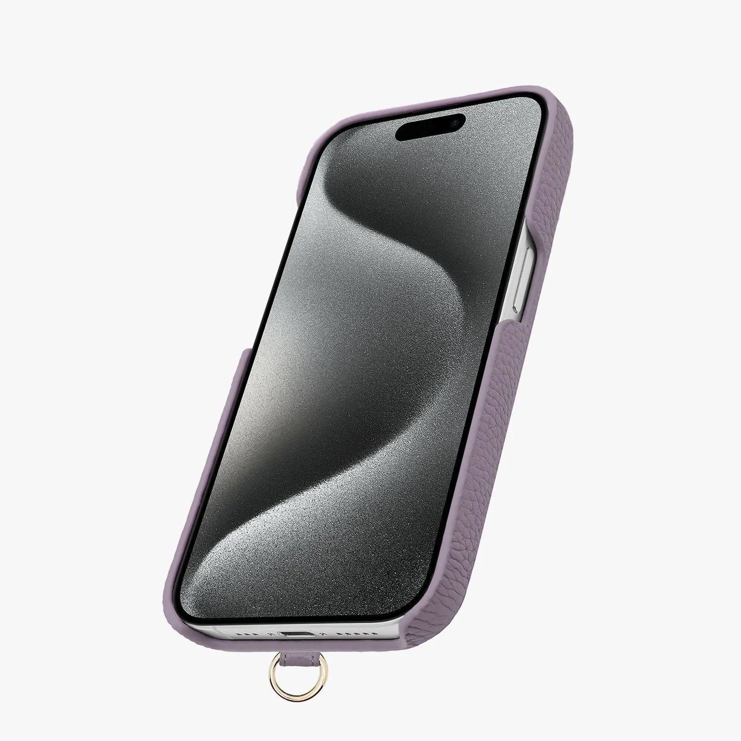 iPhone 15 Leather Sling Card Case with Crossbody Leather Strap