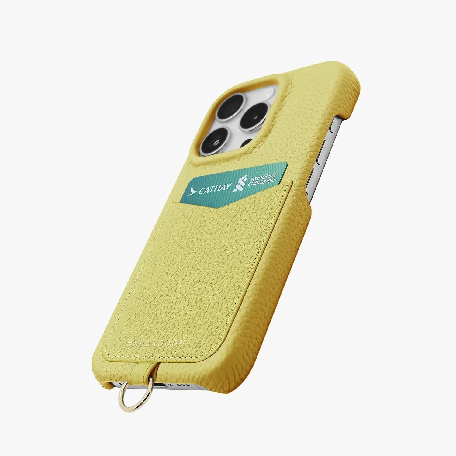 iPhone 15 Leather Sling Card Case with Crossbody Leather Strap