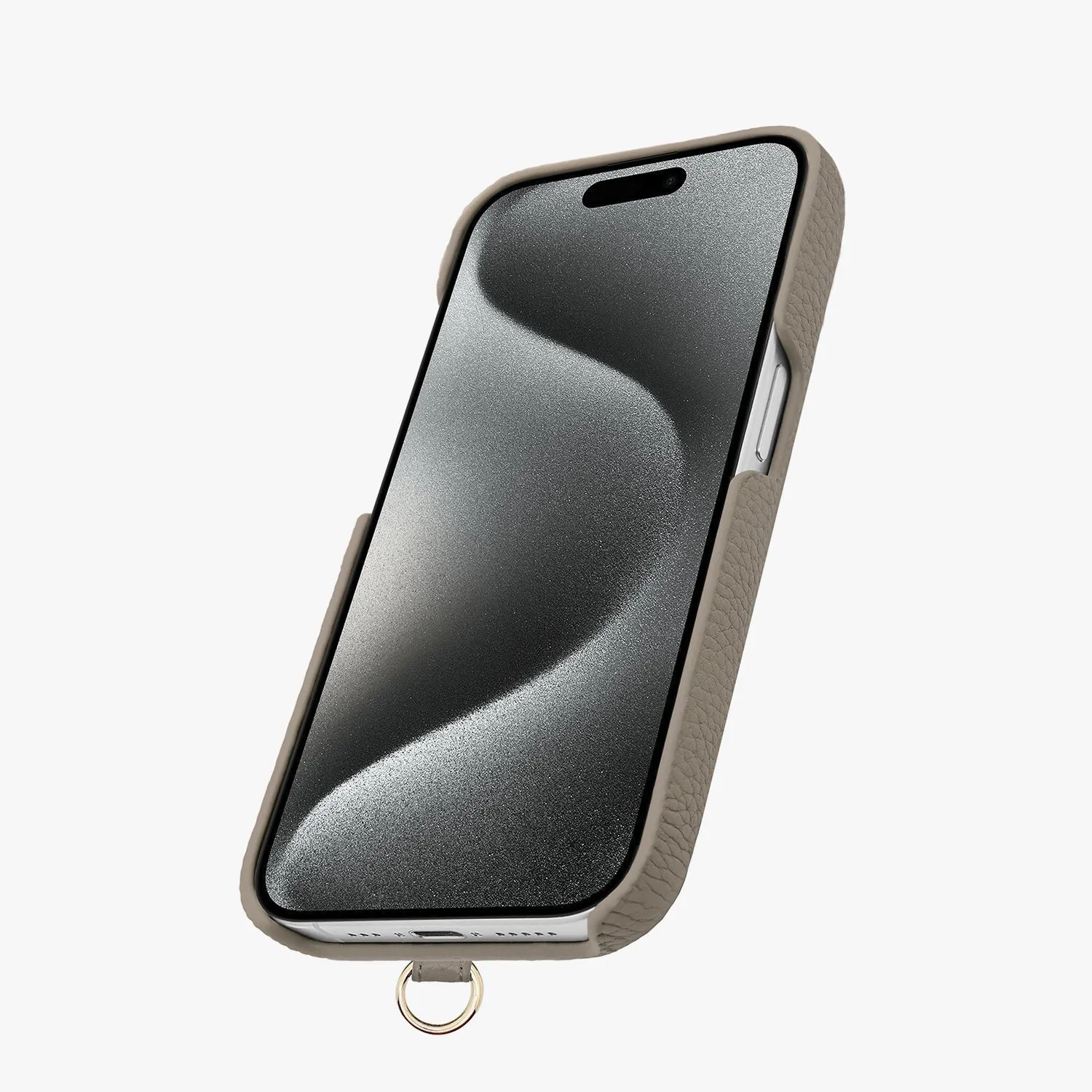 iPhone 15 Leather Sling Card Case with Crossbody Leather Strap