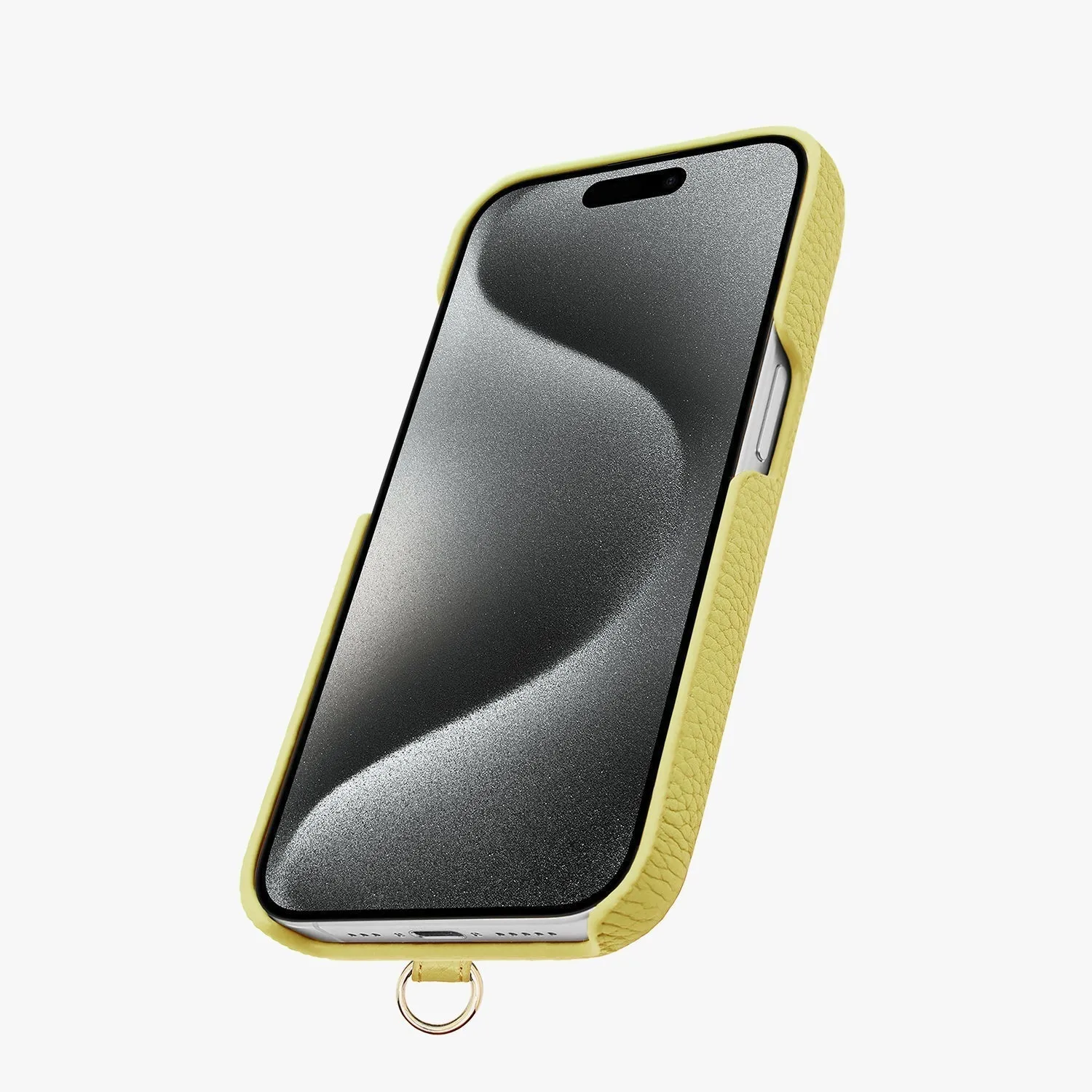 iPhone 15 Leather Sling Card Case with Crossbody Leather Strap