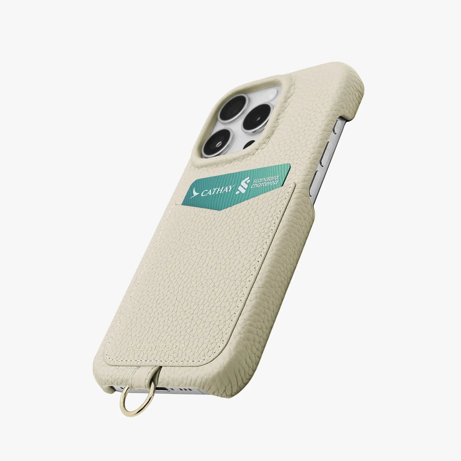 iPhone 15 Leather Sling Card Case with Crossbody Leather Strap