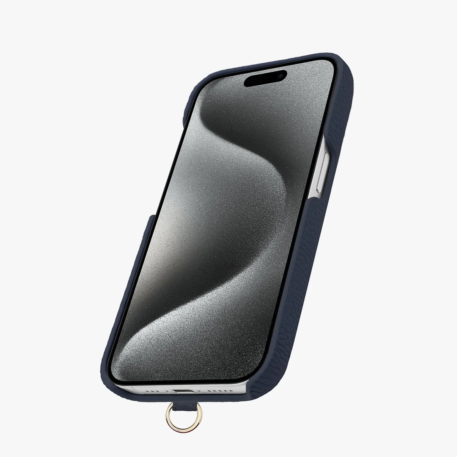 iPhone 15 Leather Sling Card Case with Crossbody Leather Strap