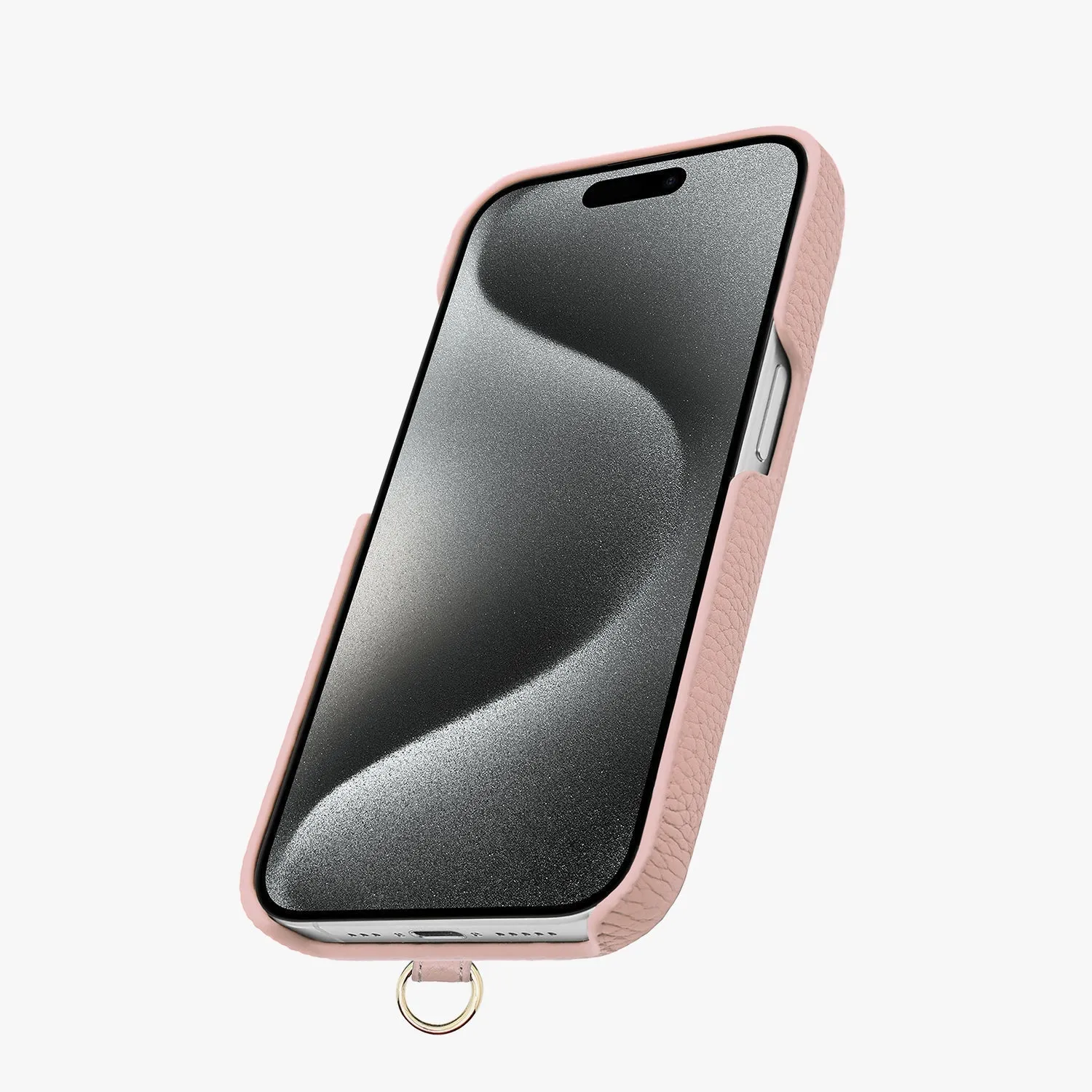 iPhone 15 Leather Sling Card Case with Crossbody Leather Strap
