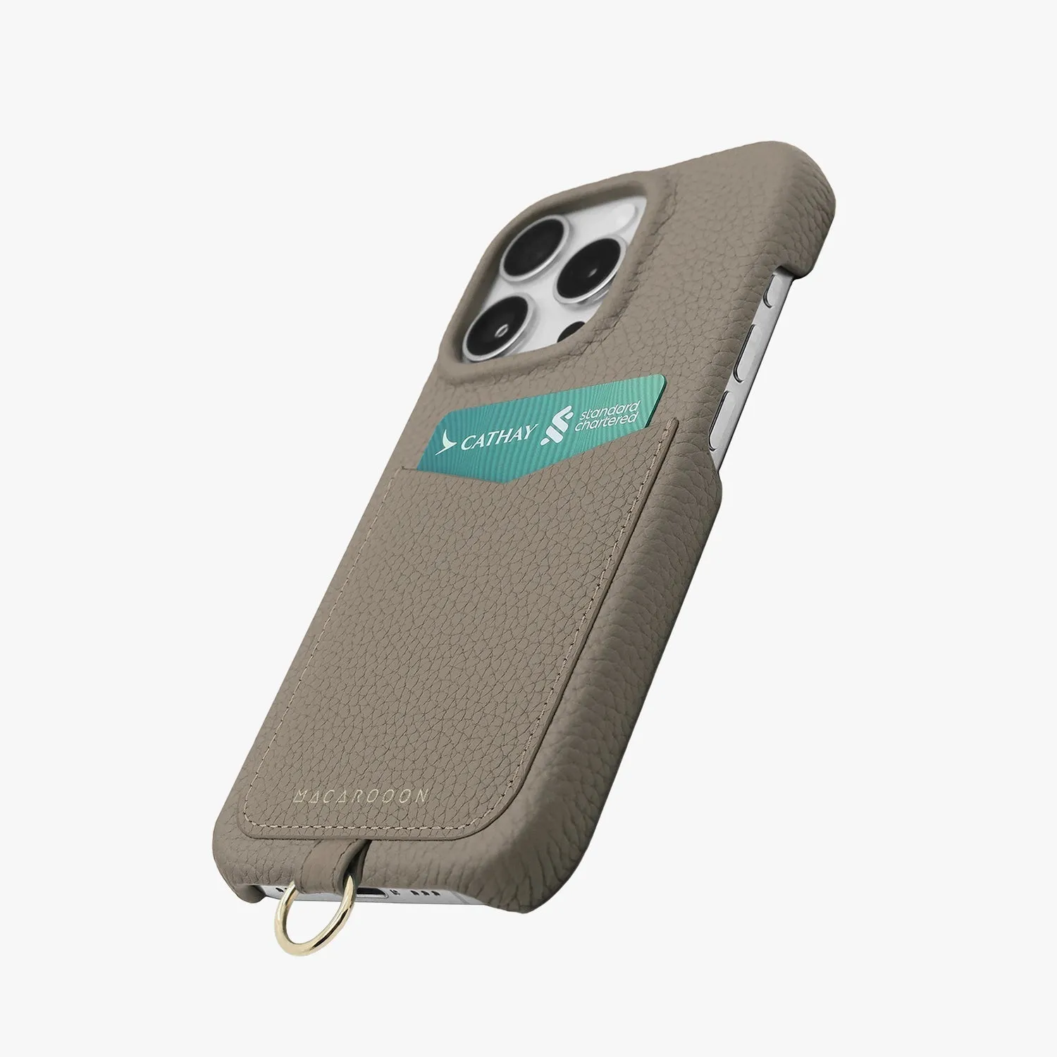 iPhone 15 Leather Sling Card Case with Crossbody Leather Strap