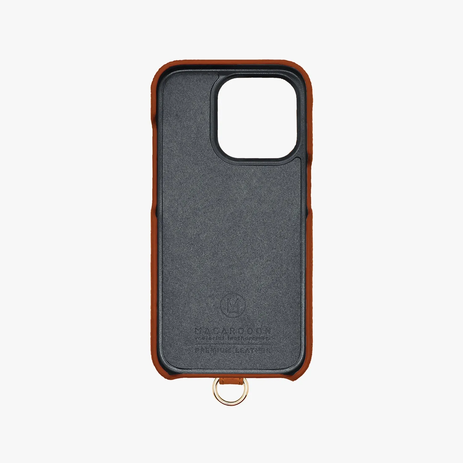 iPhone 15 Leather Sling Card Case with Crossbody Leather Strap