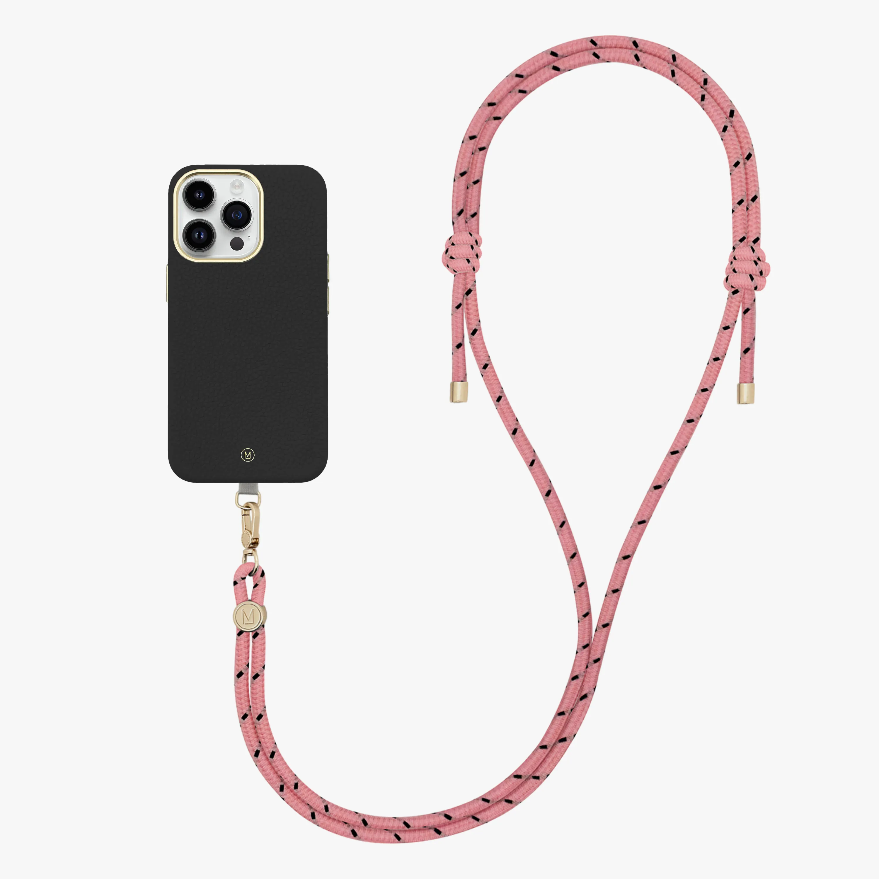 iPhone 16 Plus Leather MagSafe Case with Crossbody Rope Strap