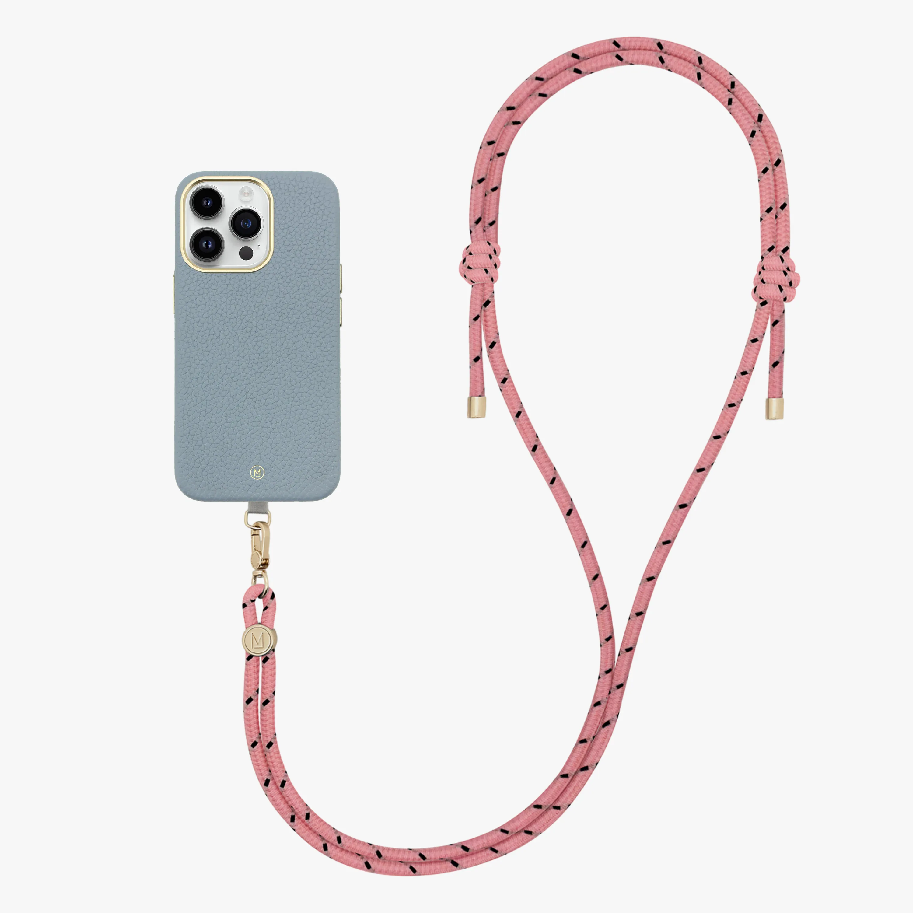 iPhone 16 Plus Leather MagSafe Case with Crossbody Rope Strap