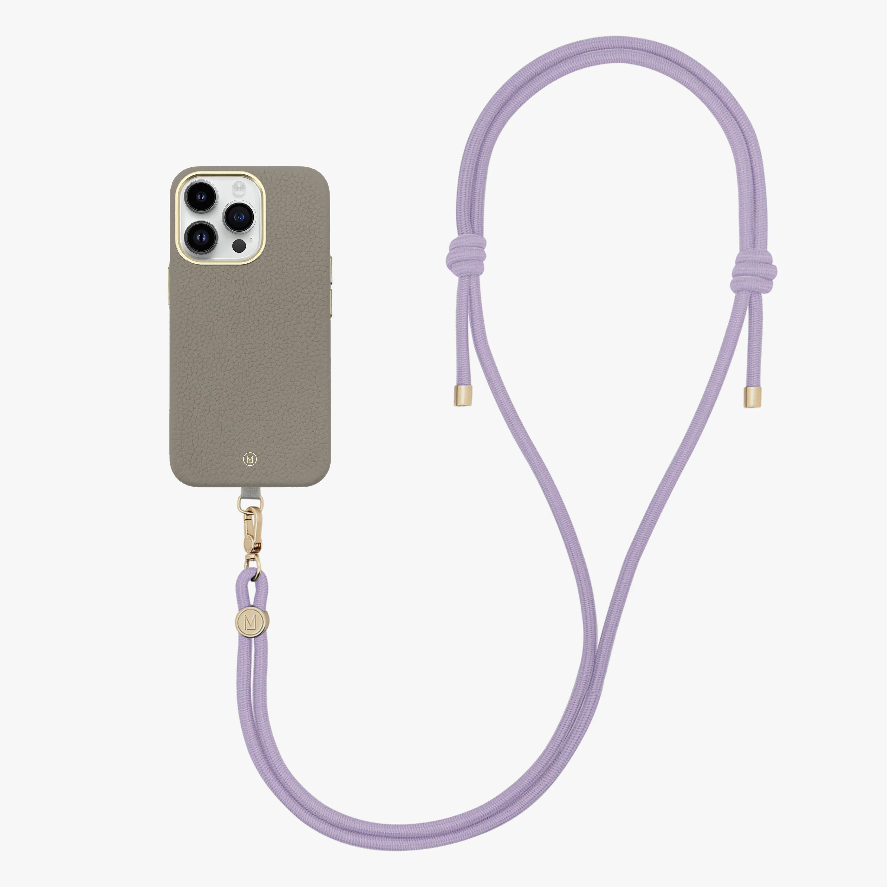 iPhone 16 Plus Leather MagSafe Case with Crossbody Rope Strap