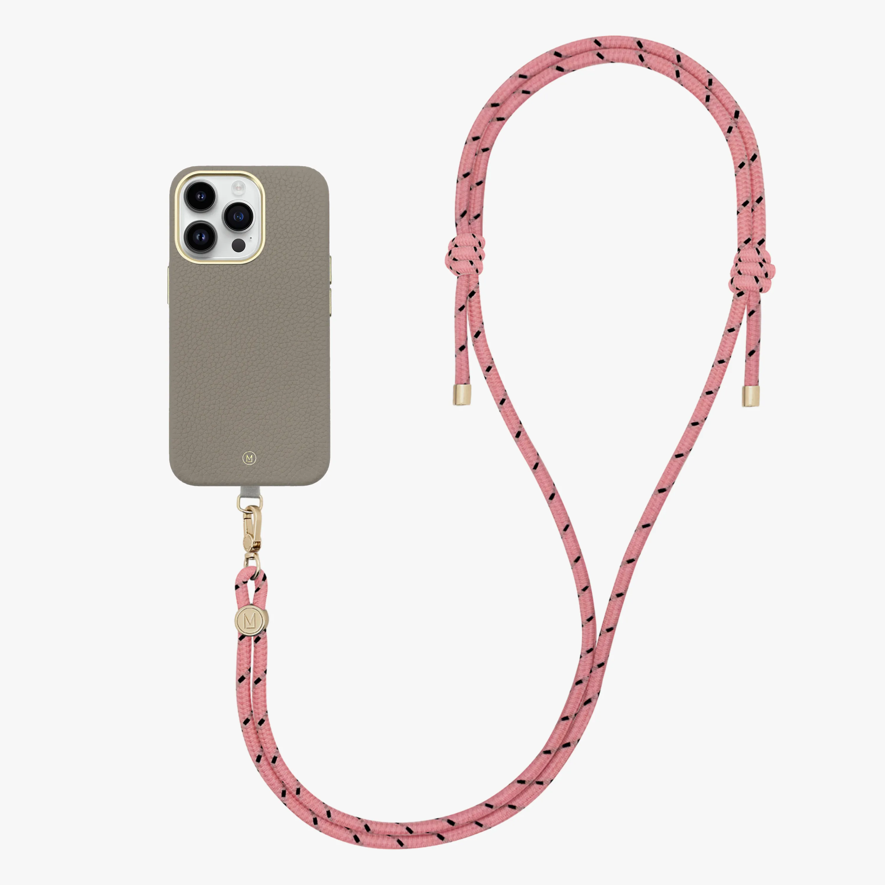 iPhone 16 Plus Leather MagSafe Case with Crossbody Rope Strap