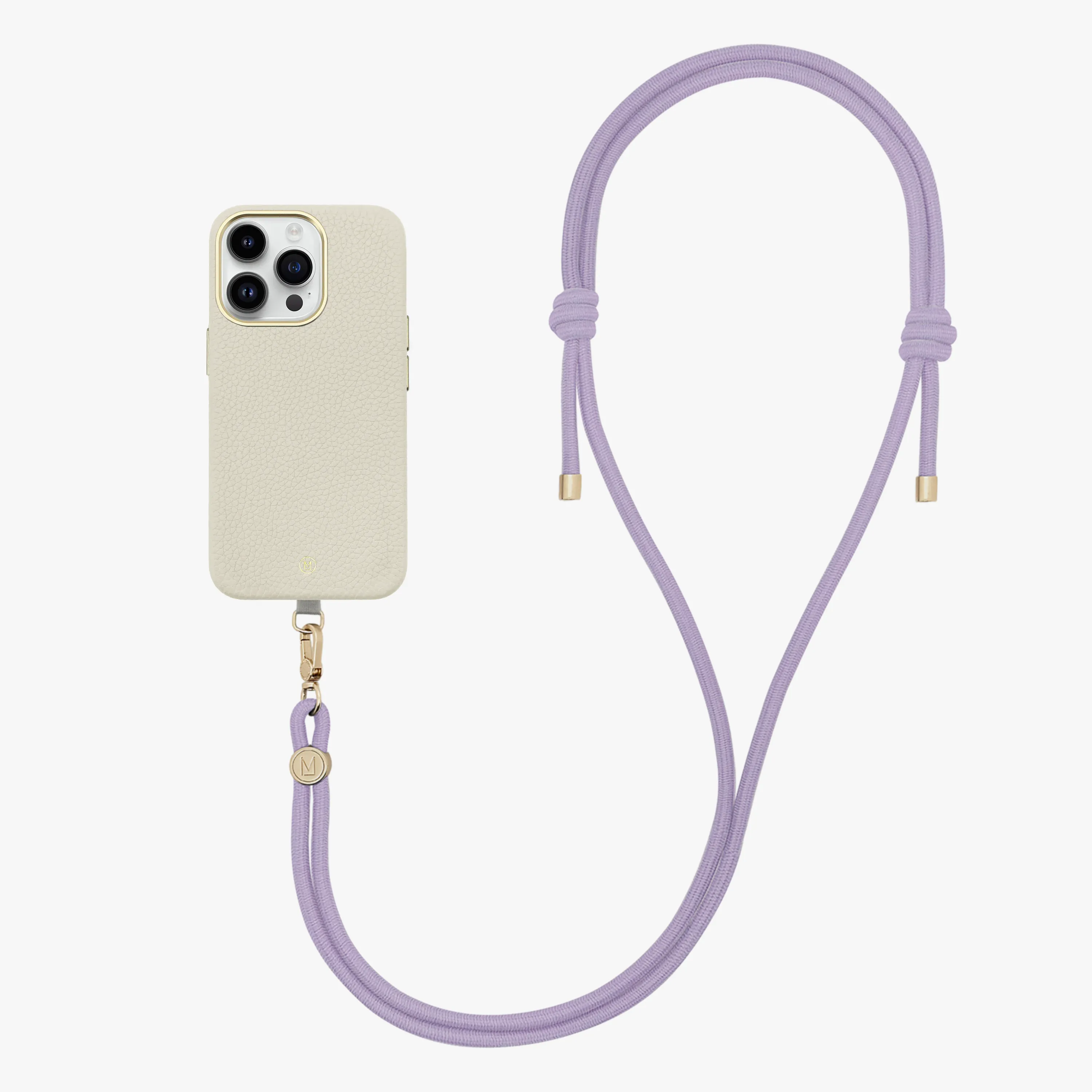 iPhone 16 Plus Leather MagSafe Case with Crossbody Rope Strap