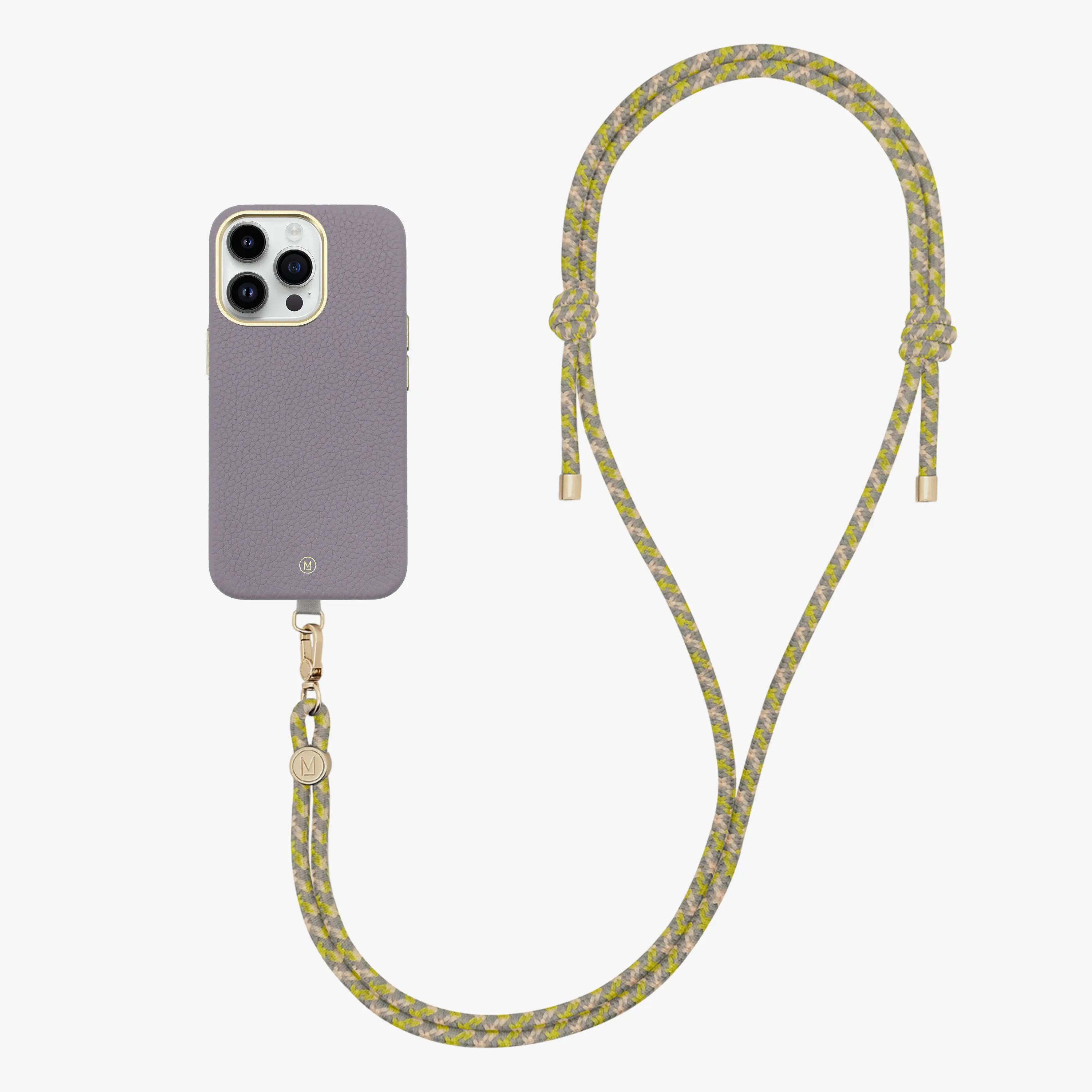 iPhone 16 Plus Leather MagSafe Case with Crossbody Rope Strap