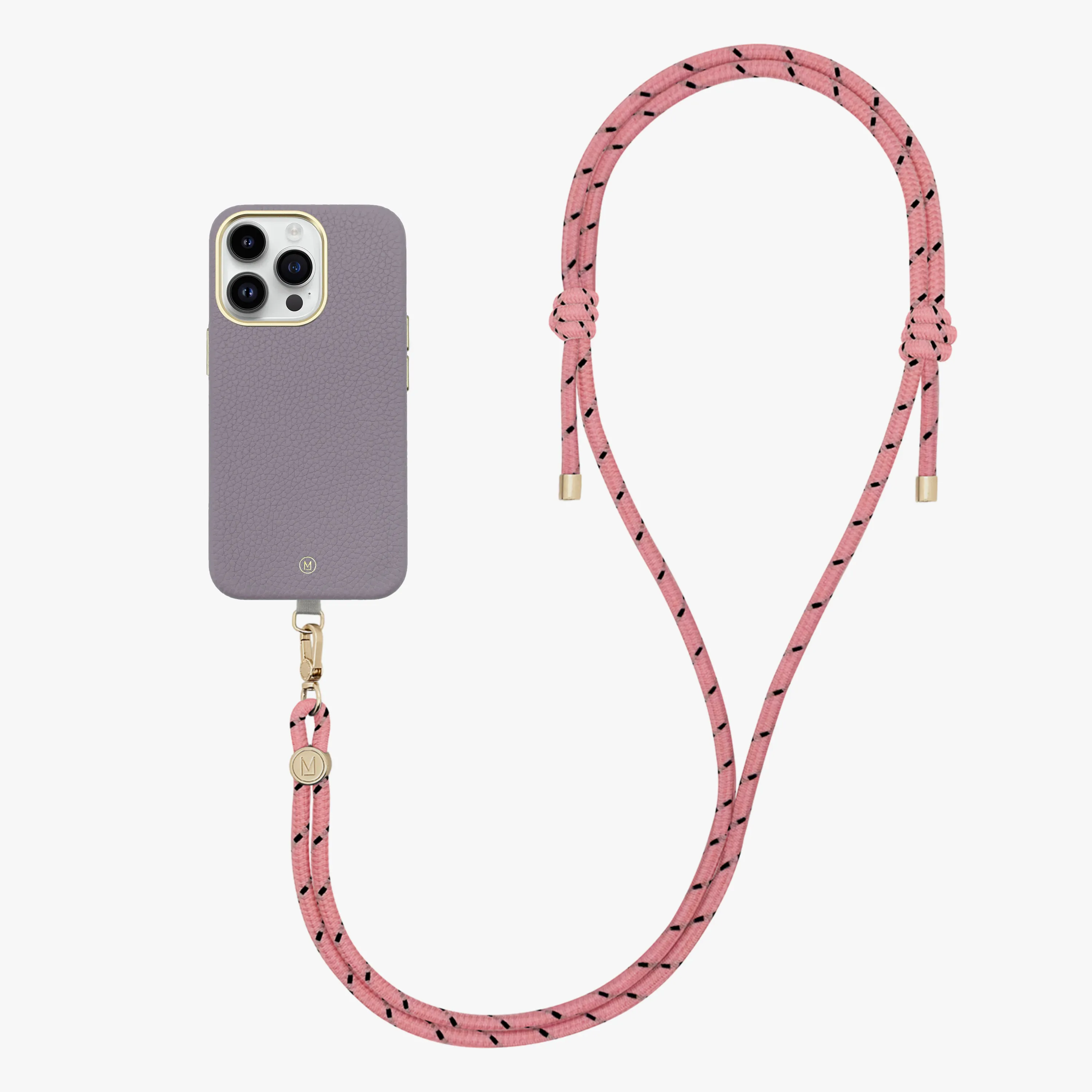 iPhone 16 Plus Leather MagSafe Case with Crossbody Rope Strap
