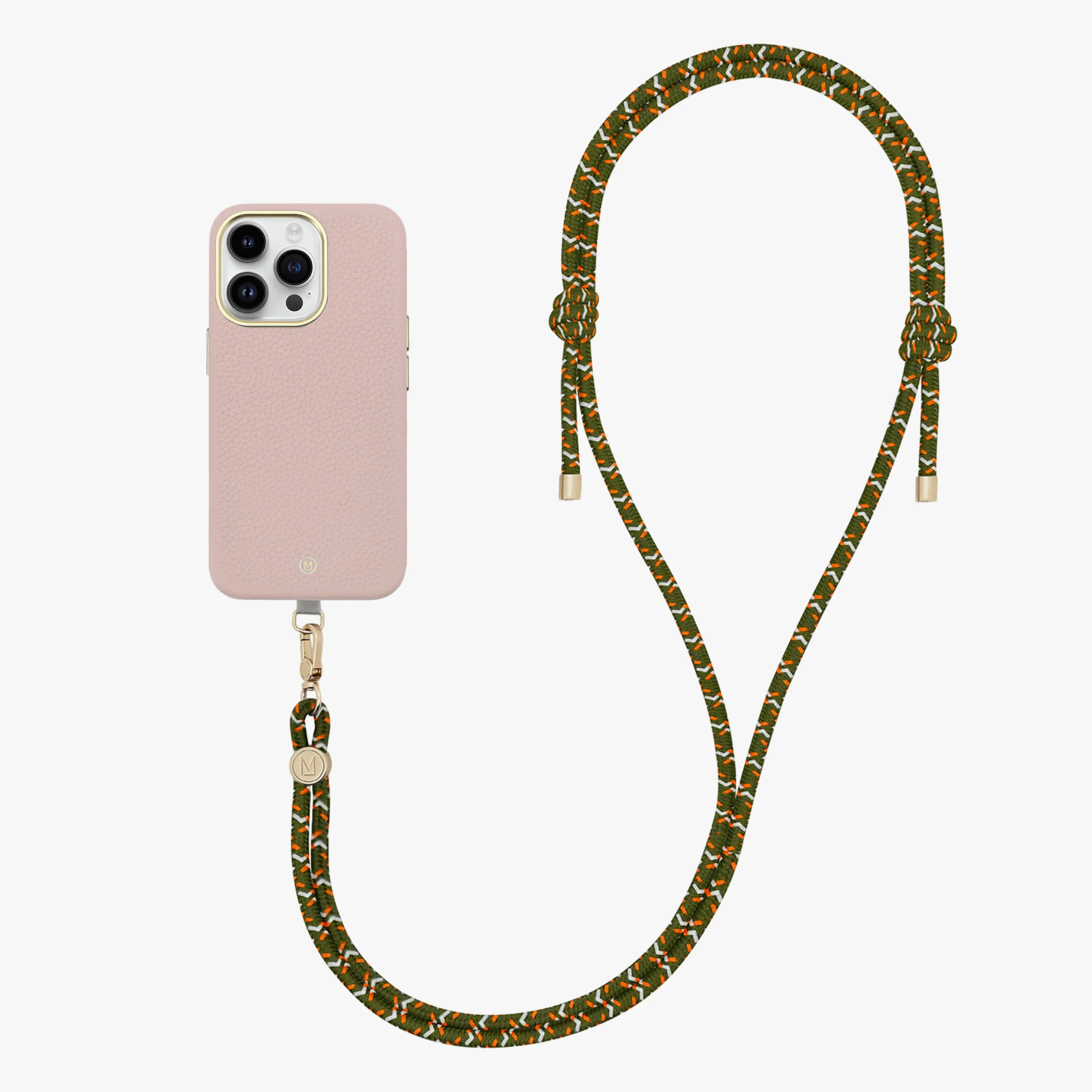 iPhone 16 Plus Leather MagSafe Case with Crossbody Rope Strap
