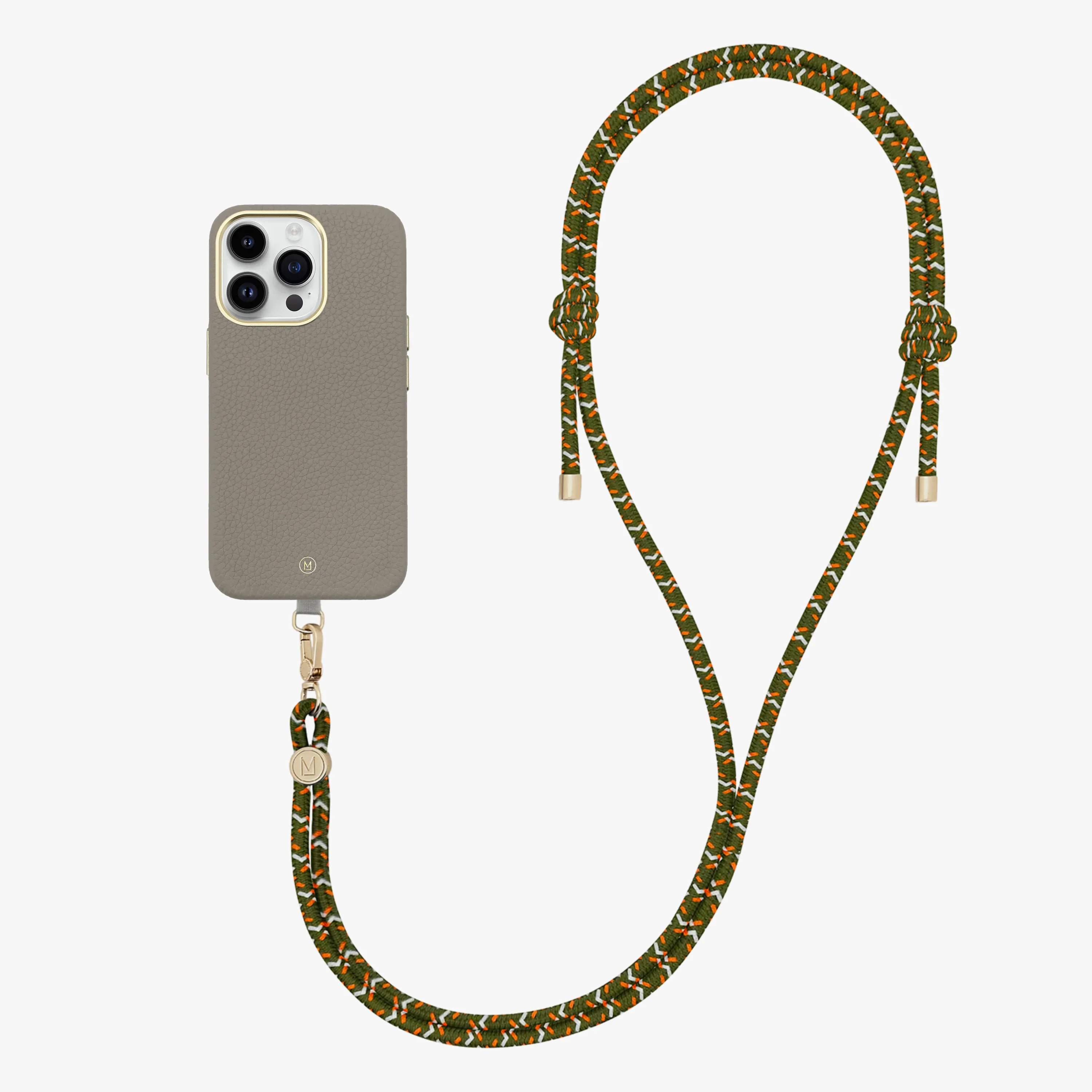 iPhone 16 Plus Leather MagSafe Case with Crossbody Rope Strap