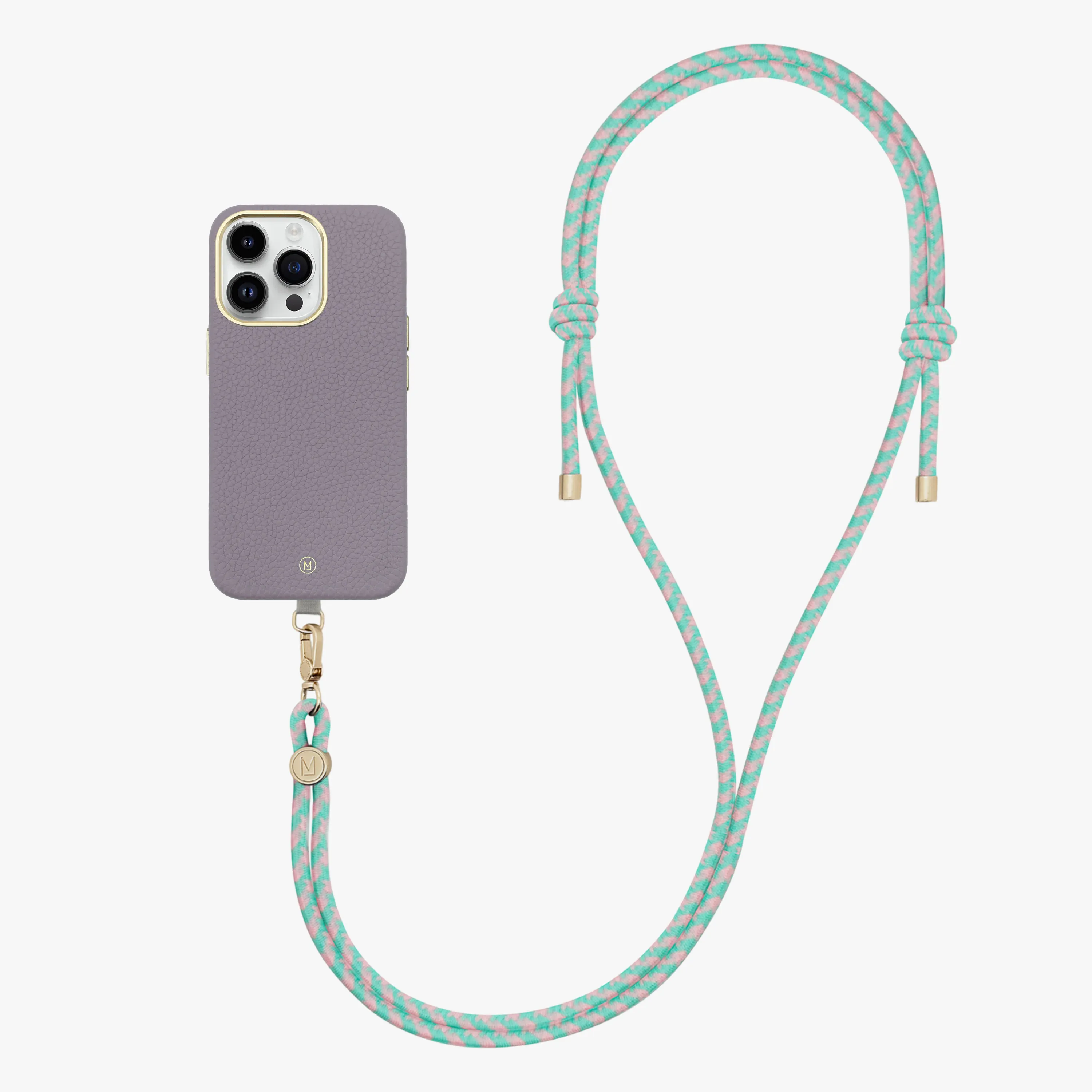 iPhone 16 Plus Leather MagSafe Case with Crossbody Rope Strap