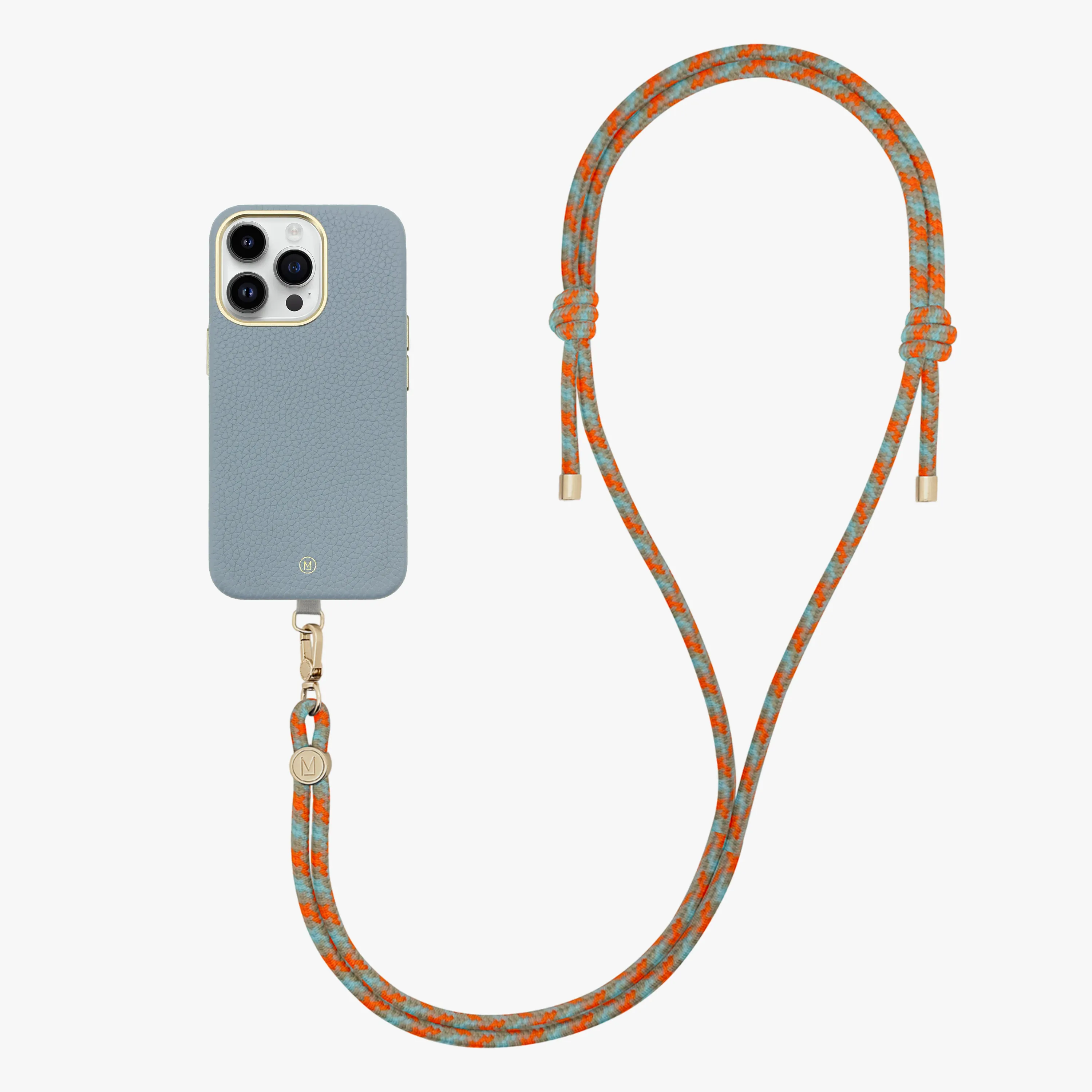 iPhone 16 Plus Leather MagSafe Case with Crossbody Rope Strap