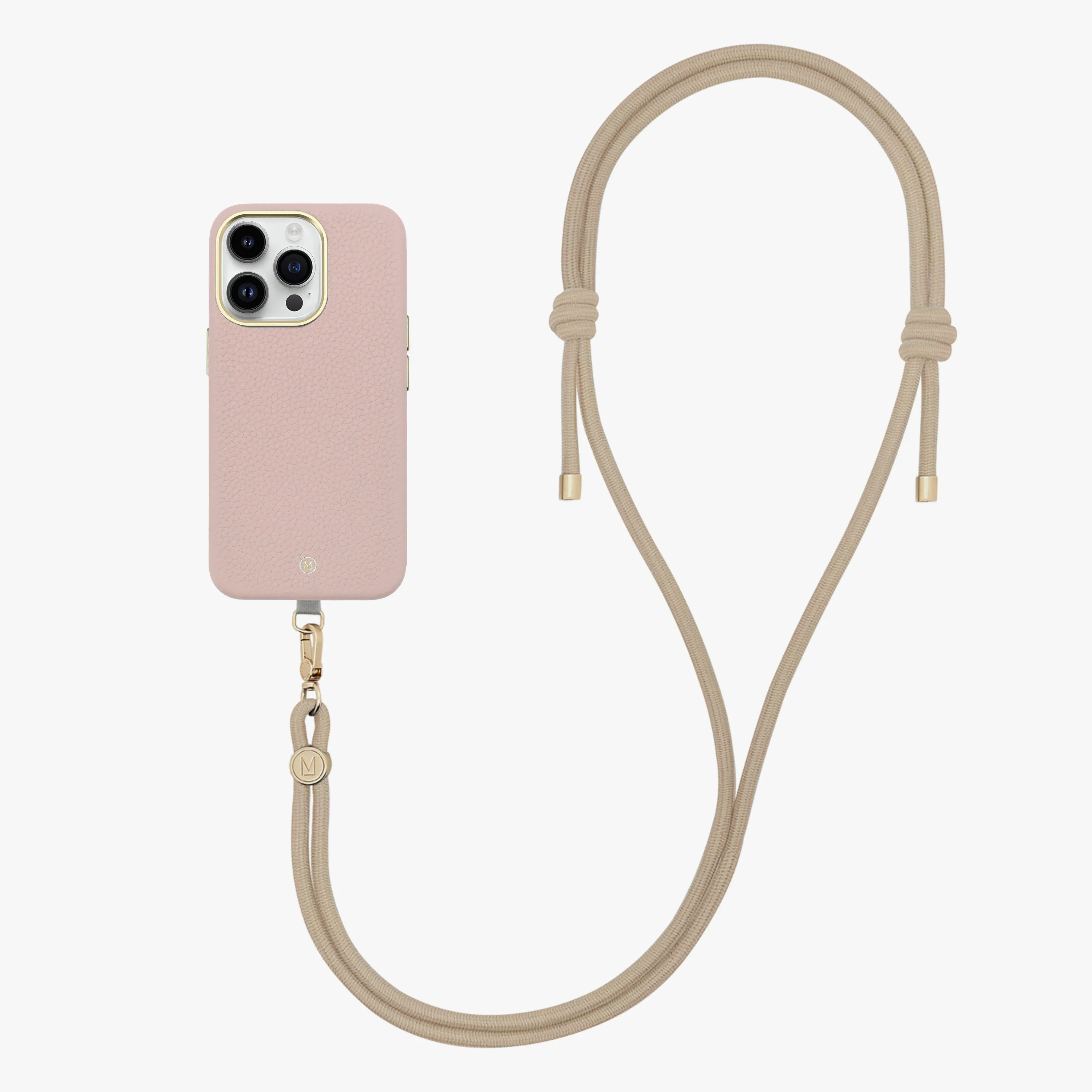 iPhone 16 Plus Leather MagSafe Case with Crossbody Rope Strap