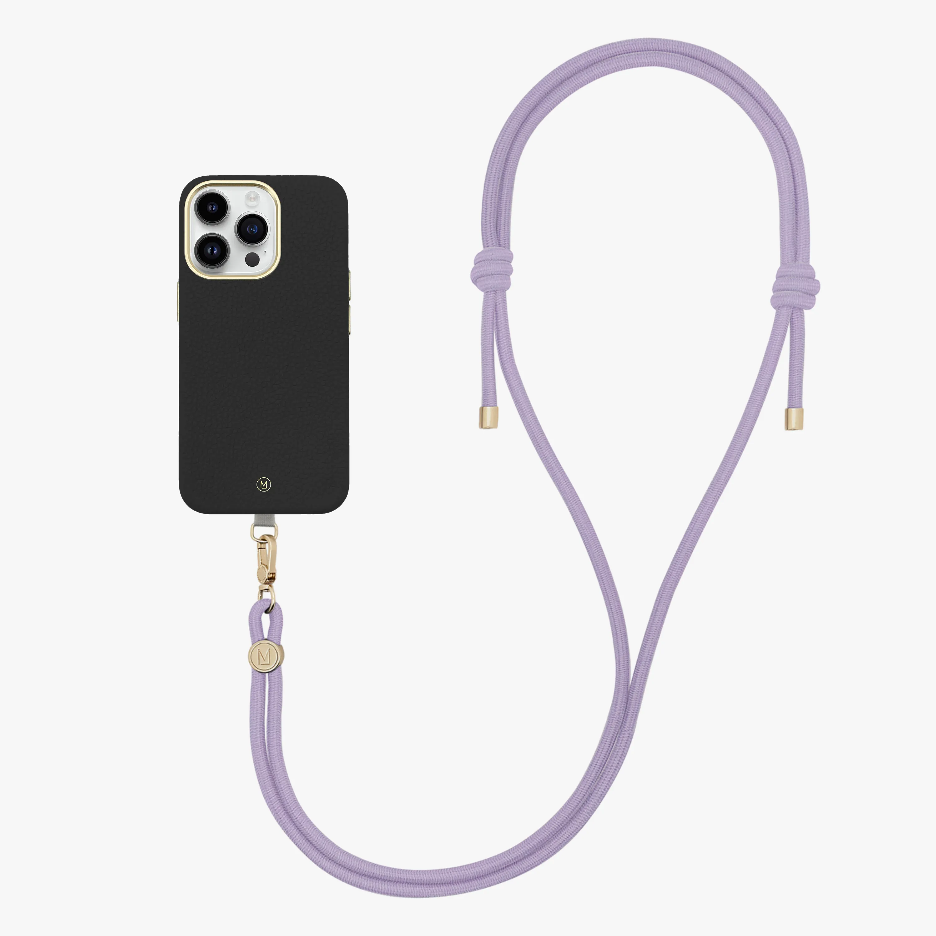iPhone 16 Plus Leather MagSafe Case with Crossbody Rope Strap