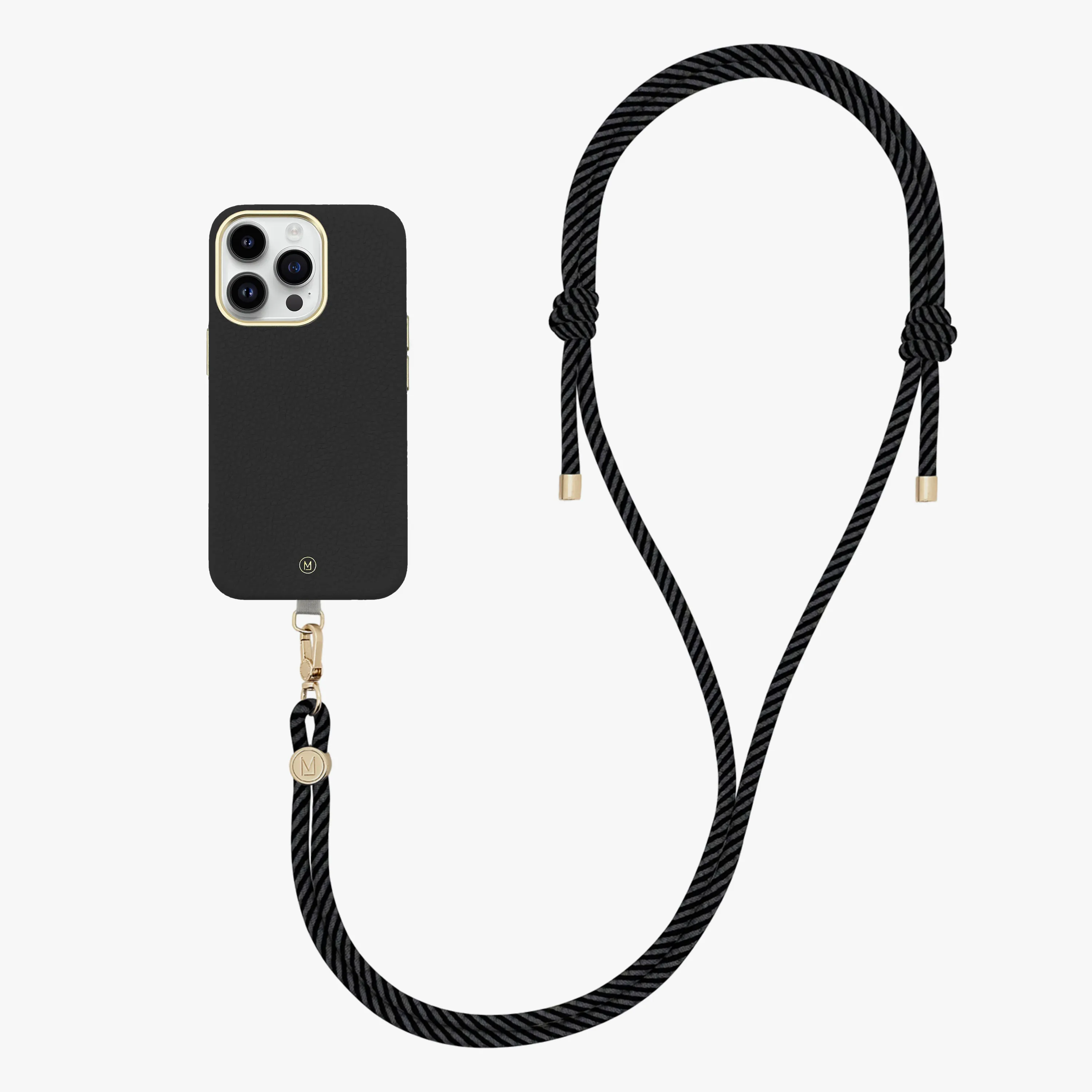iPhone 16 Plus Leather MagSafe Case with Crossbody Rope Strap