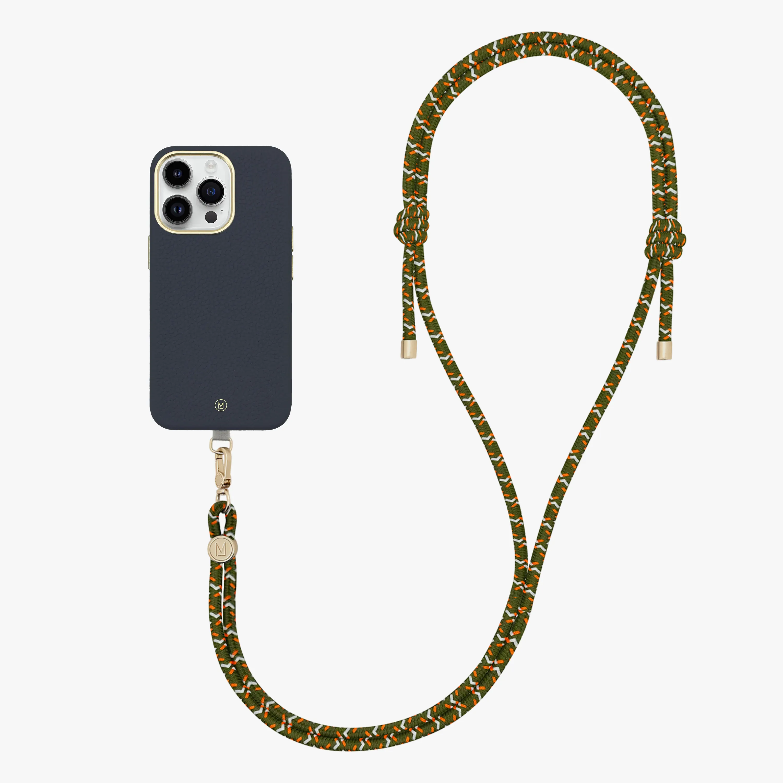 iPhone 16 Plus Leather MagSafe Case with Crossbody Rope Strap