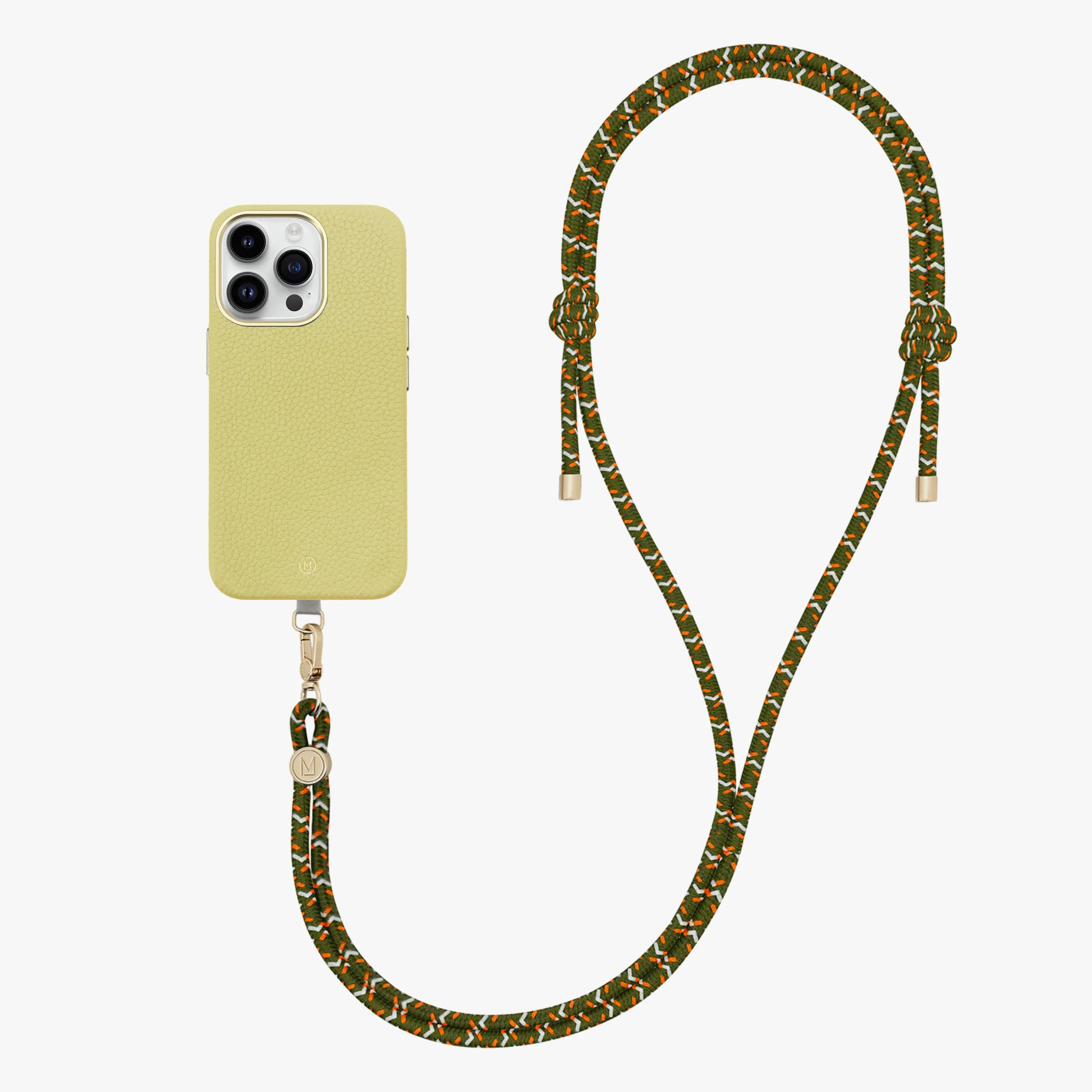 iPhone 16 Plus Leather MagSafe Case with Crossbody Rope Strap