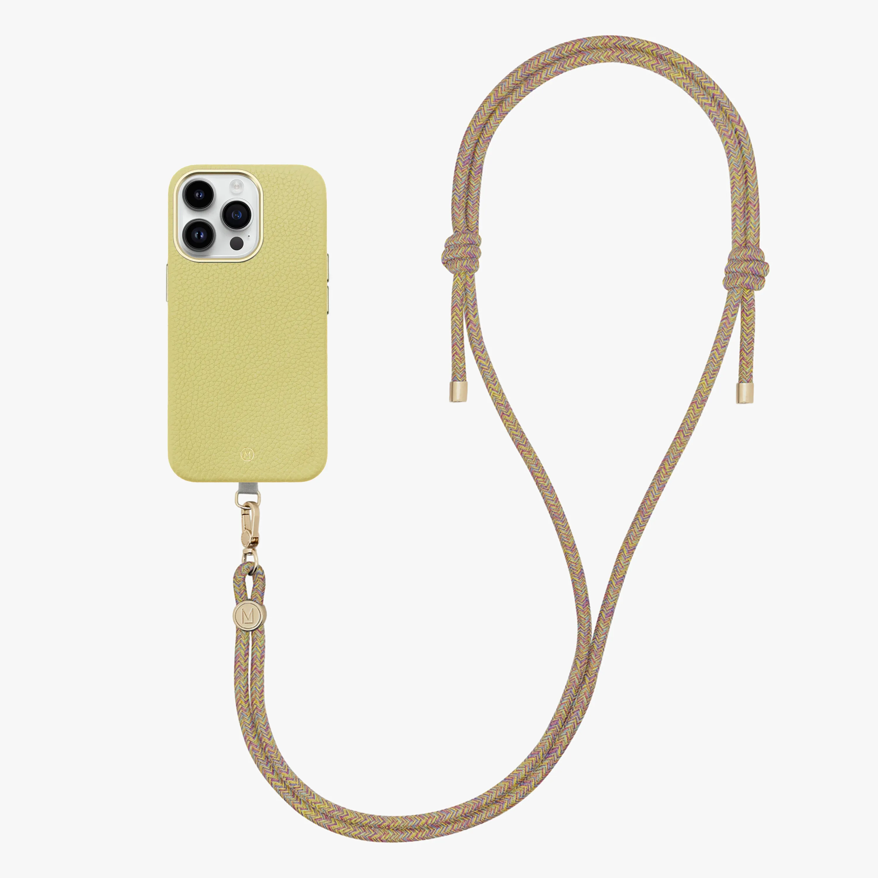 iPhone 16 Plus Leather MagSafe Case with Crossbody Rope Strap