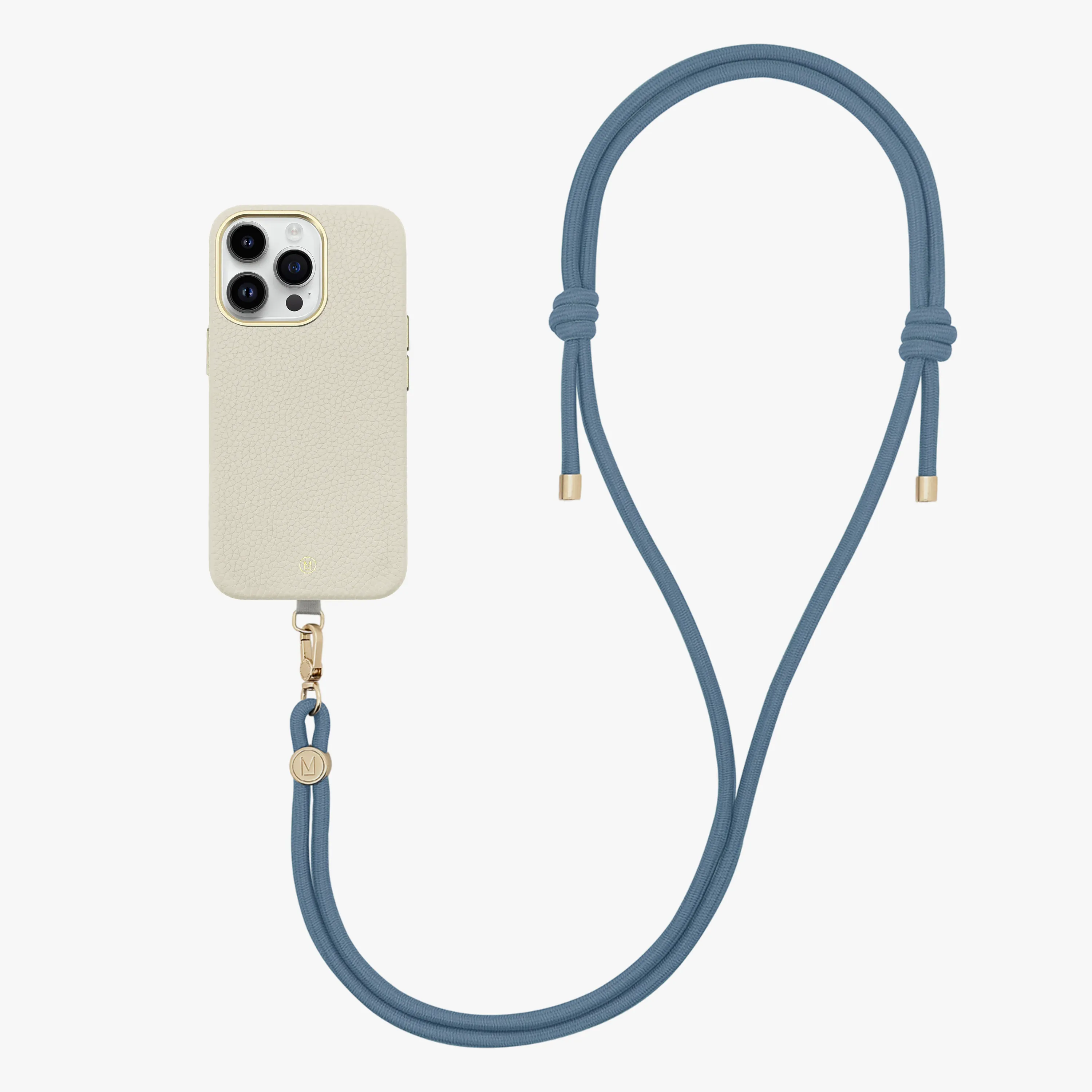 iPhone 16 Plus Leather MagSafe Case with Crossbody Rope Strap