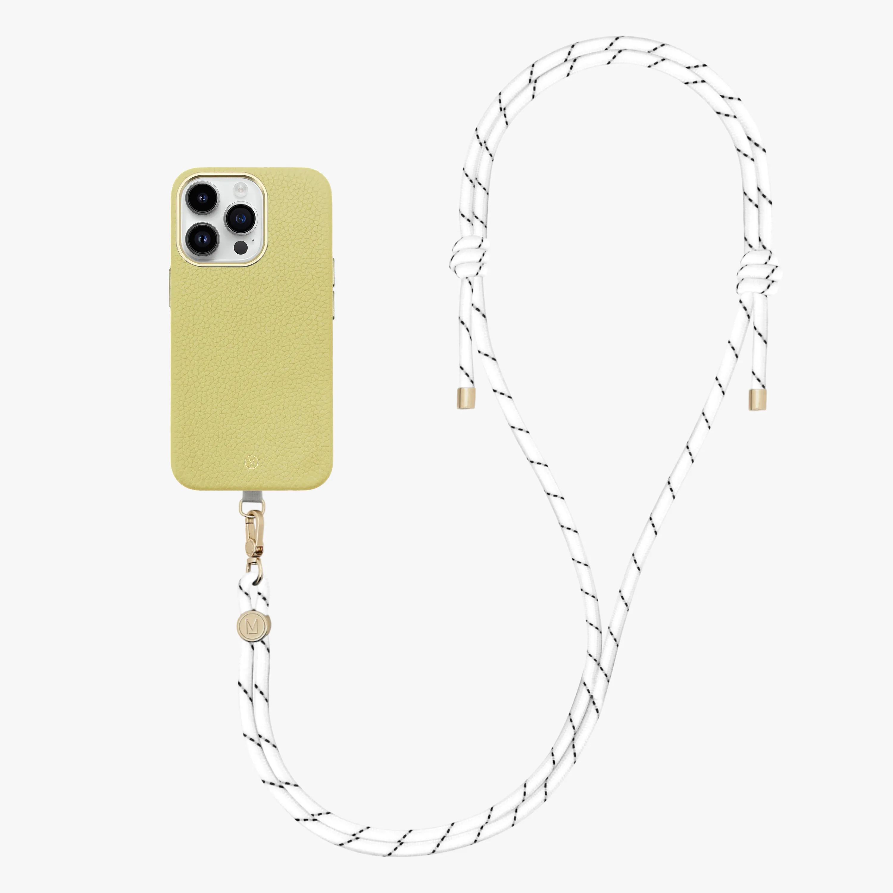 iPhone 16 Plus Leather MagSafe Case with Crossbody Rope Strap