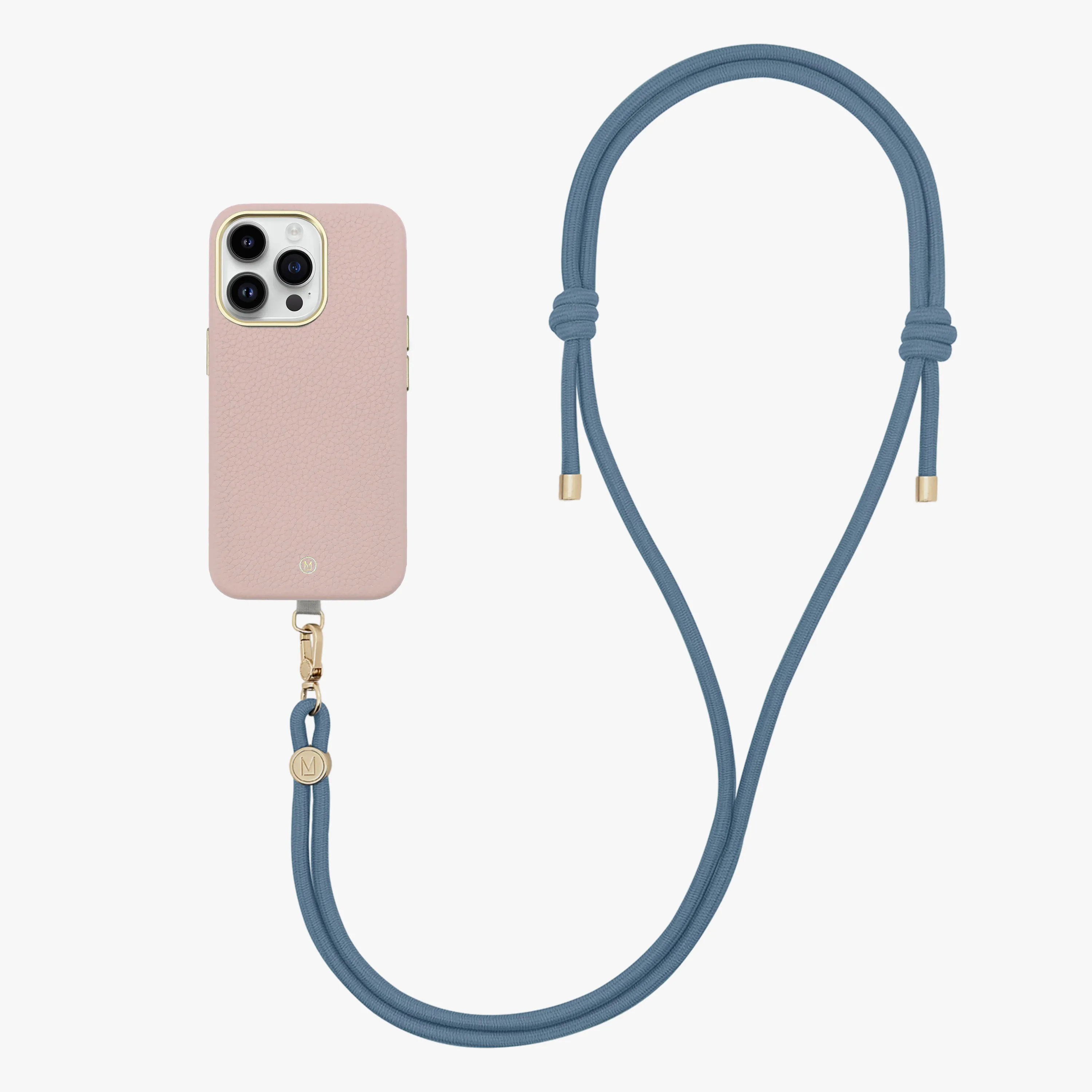 iPhone 16 Plus Leather MagSafe Case with Crossbody Rope Strap