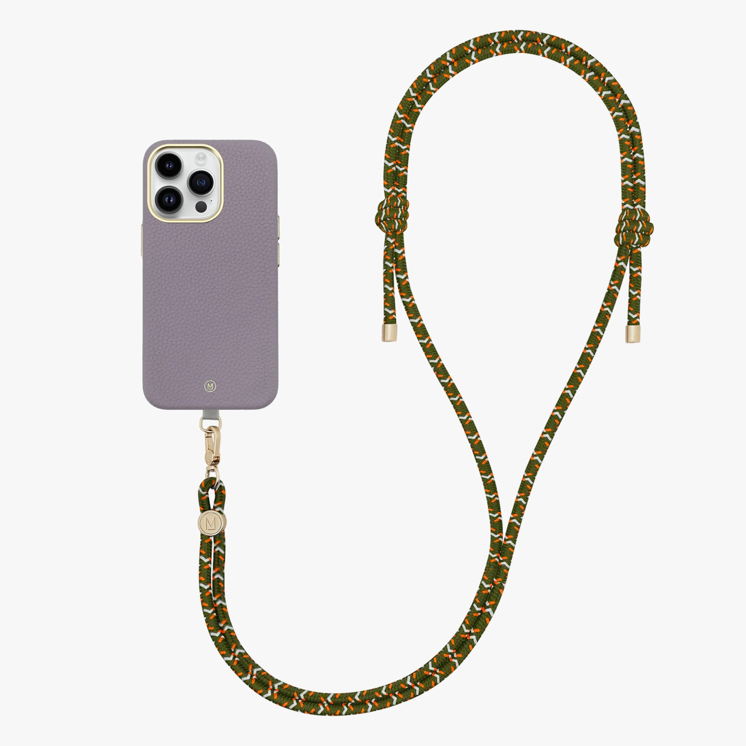 iPhone 16 Plus Leather MagSafe Case with Crossbody Rope Strap