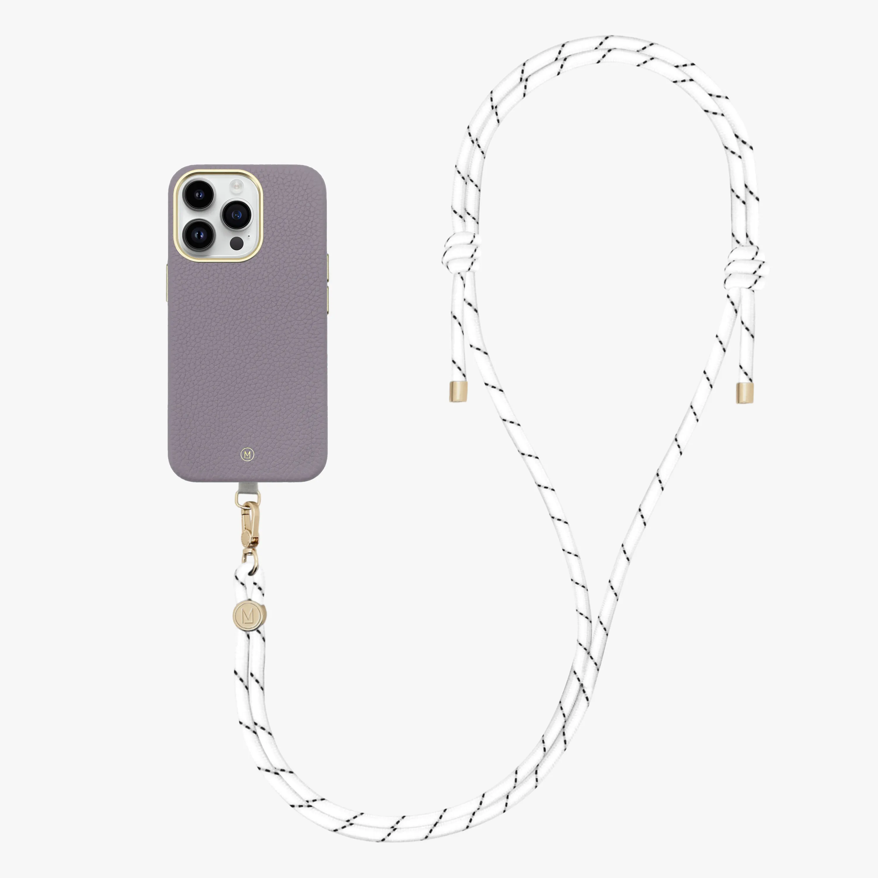 iPhone 16 Plus Leather MagSafe Case with Crossbody Rope Strap