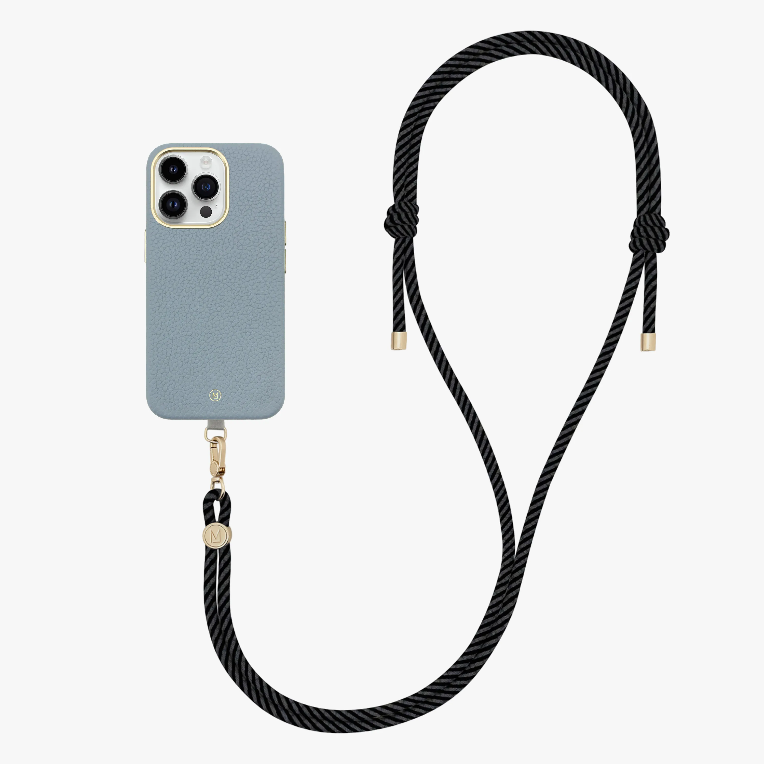 iPhone 16 Plus Leather MagSafe Case with Crossbody Rope Strap