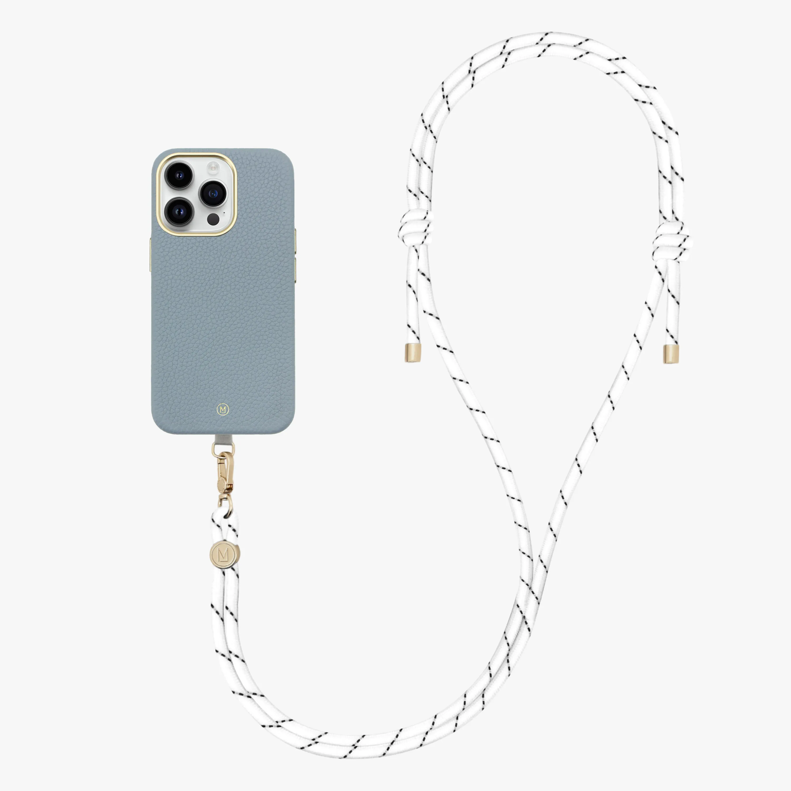 iPhone 16 Plus Leather MagSafe Case with Crossbody Rope Strap