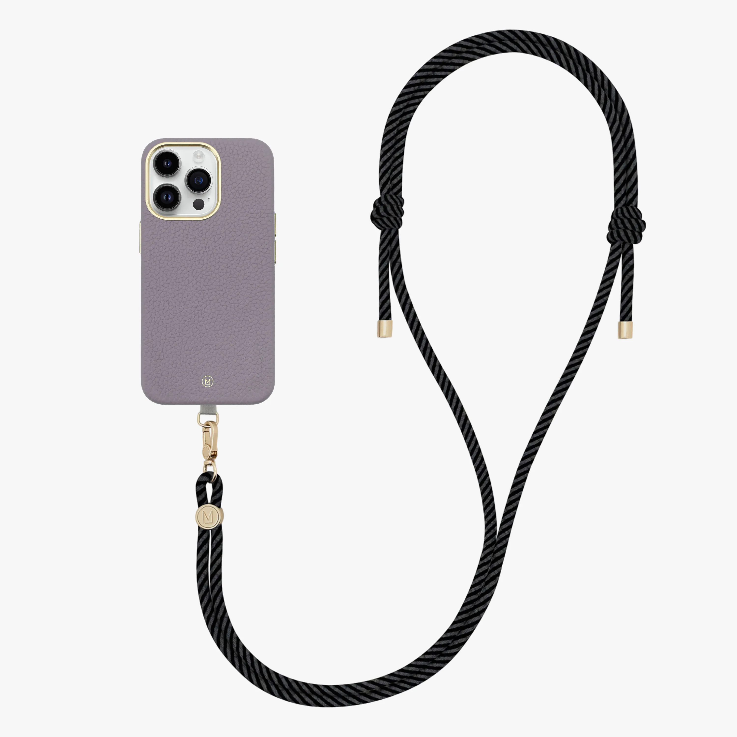 iPhone 16 Plus Leather MagSafe Case with Crossbody Rope Strap