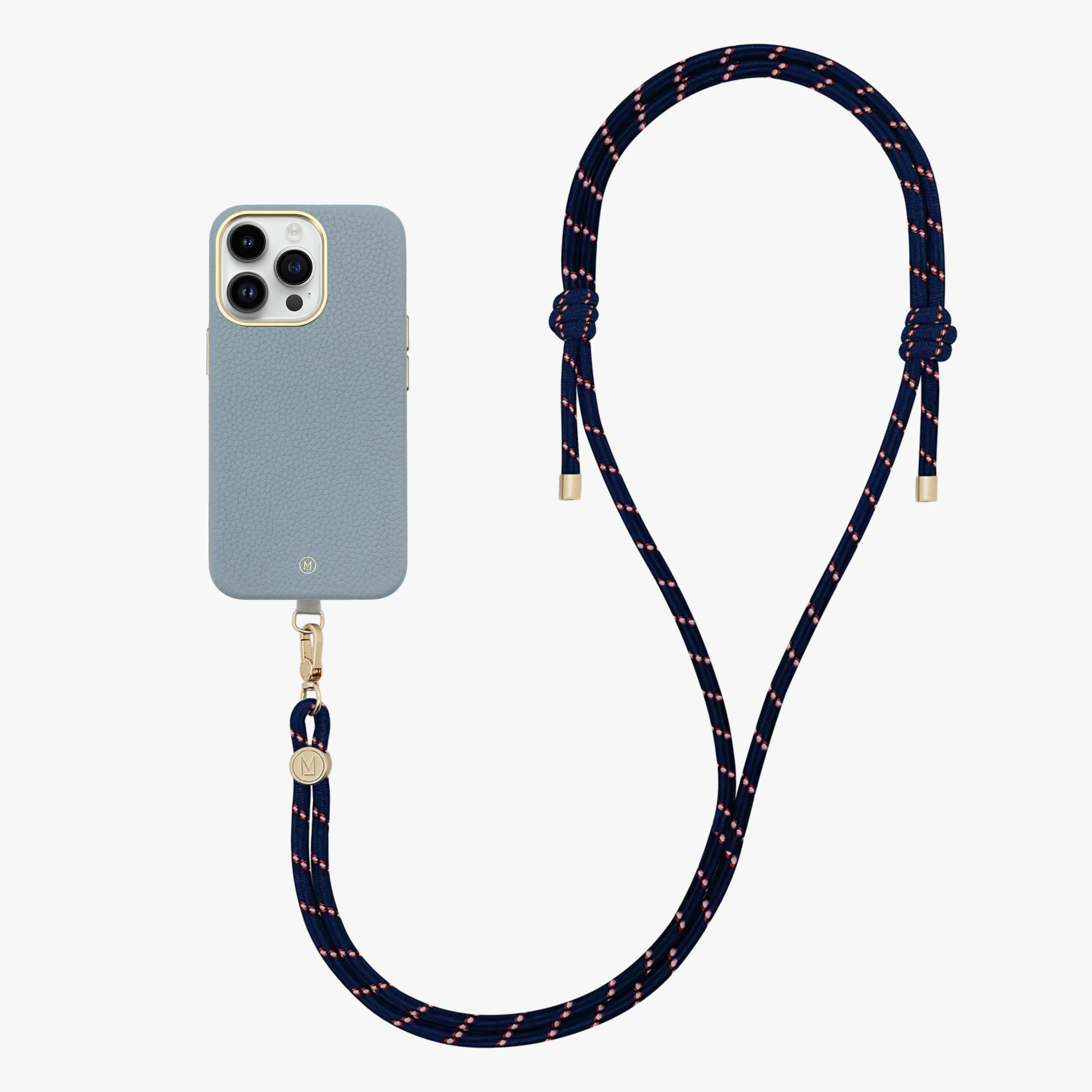 iPhone 16 Plus Leather MagSafe Case with Crossbody Rope Strap