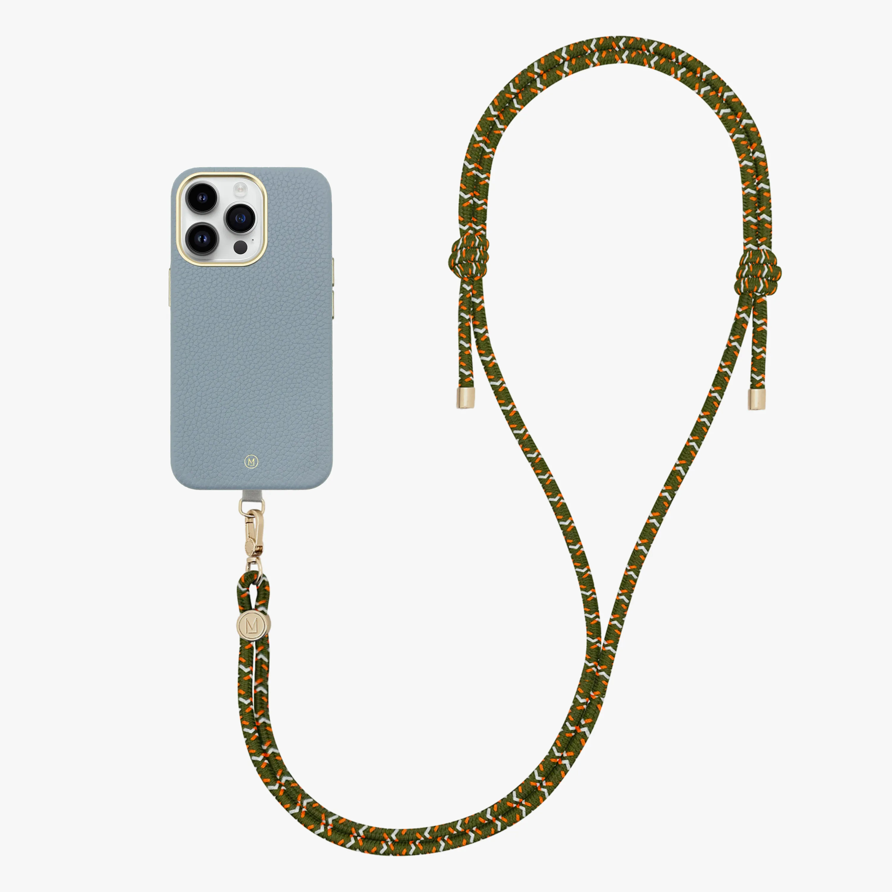 iPhone 16 Plus Leather MagSafe Case with Crossbody Rope Strap