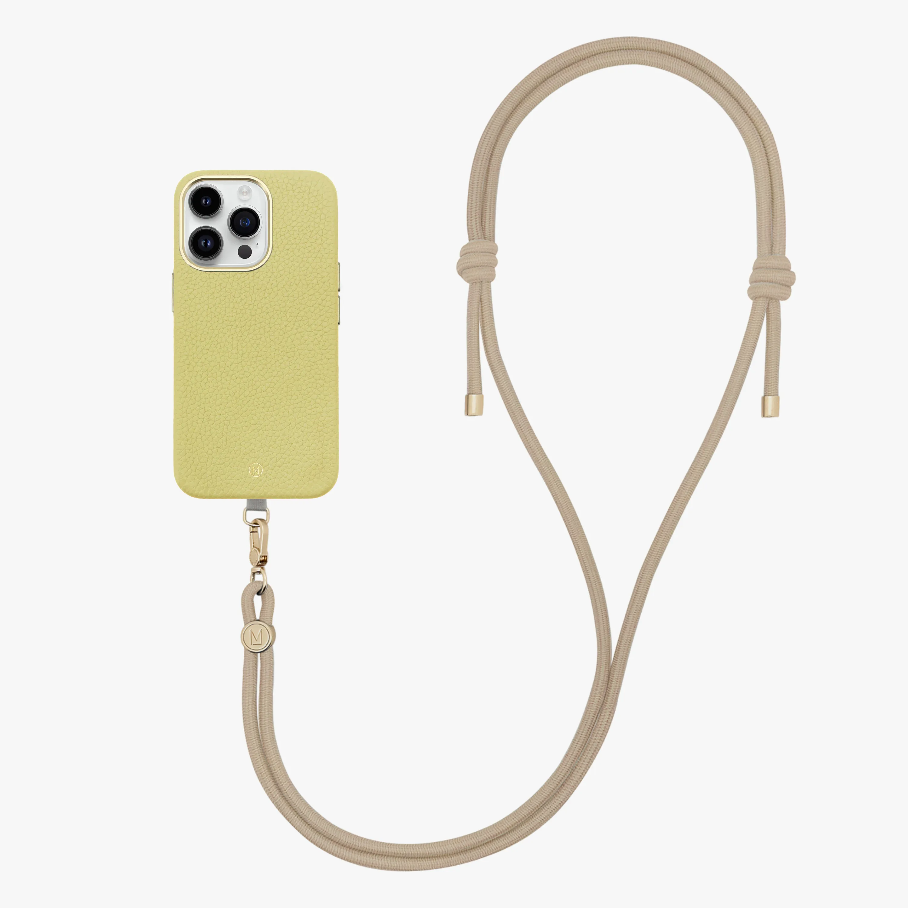 iPhone 16 Plus Leather MagSafe Case with Crossbody Rope Strap