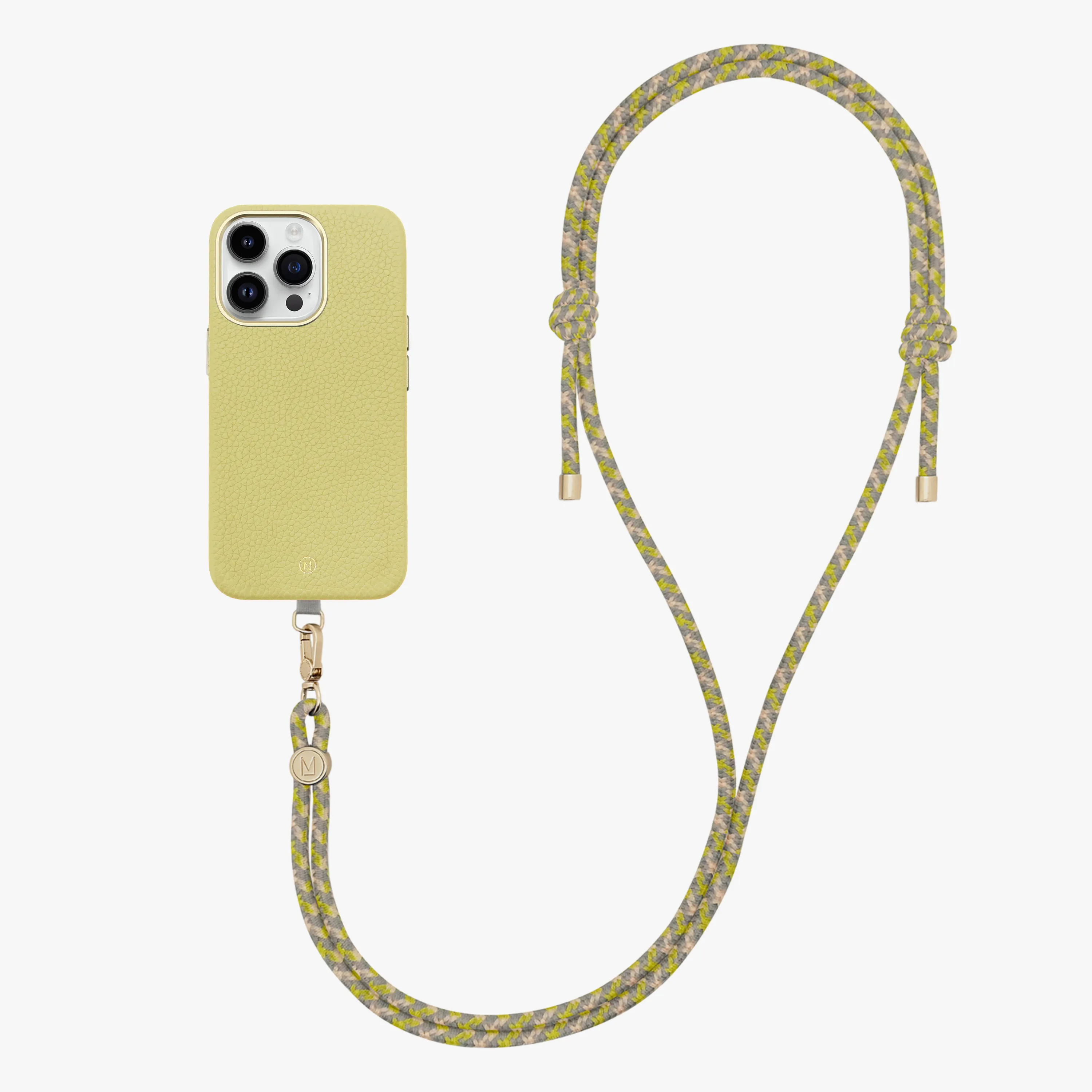 iPhone 16 Plus Leather MagSafe Case with Crossbody Rope Strap