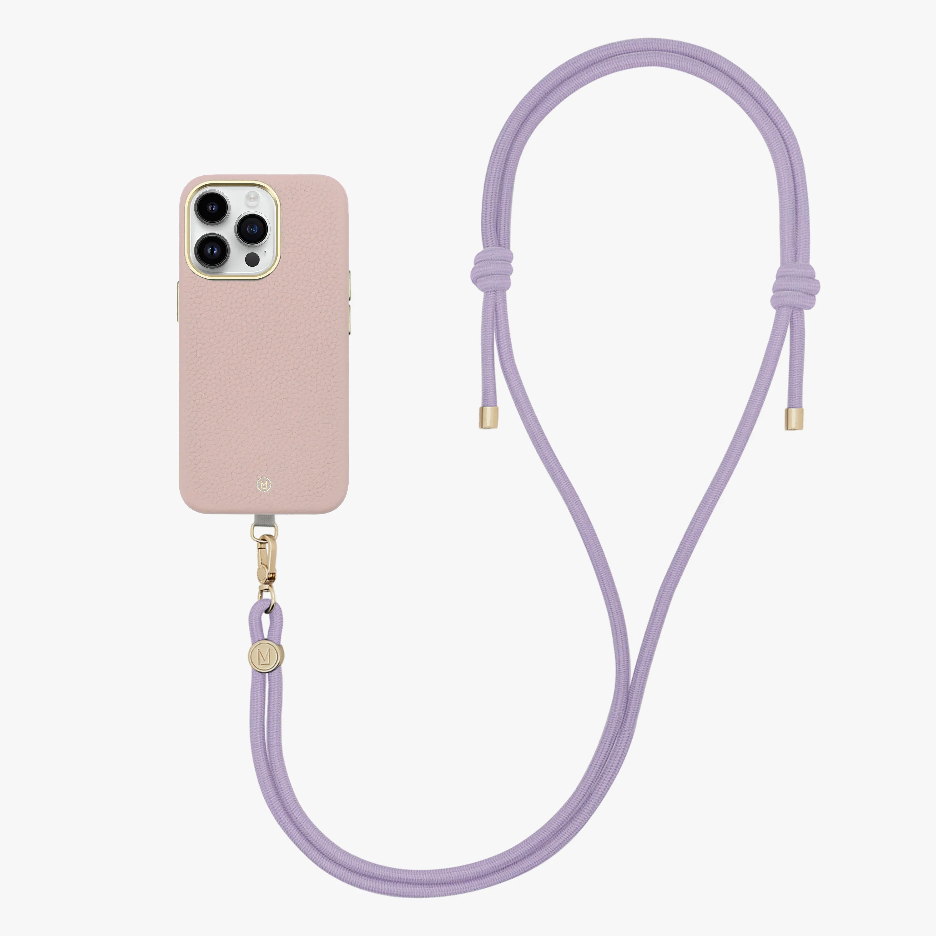 iPhone 16 Plus Leather MagSafe Case with Crossbody Rope Strap